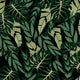 Tropical Dark Green Leaves-Tablecloth Fabric