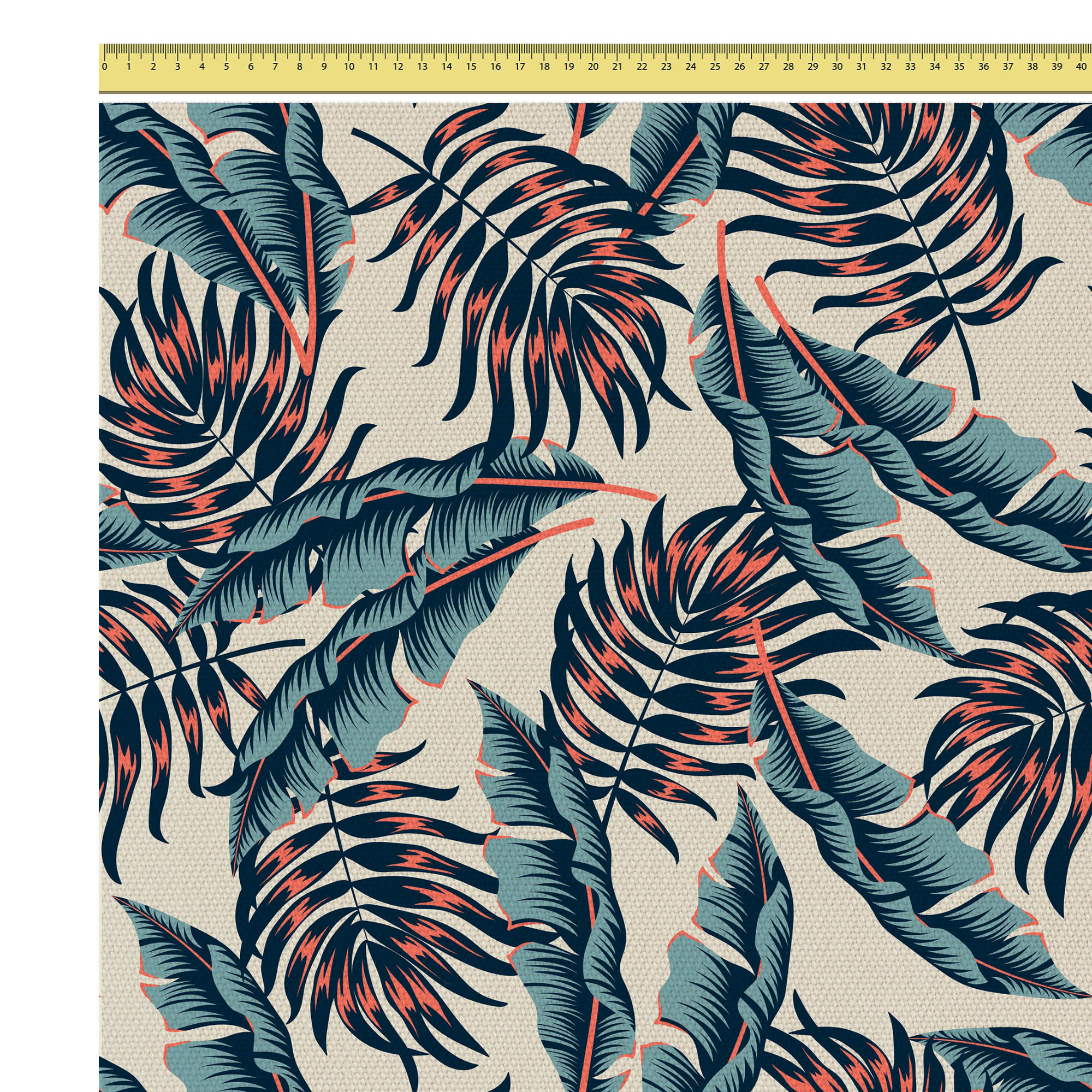 Tropical Beige Leaves-Tkanina Obrusowa