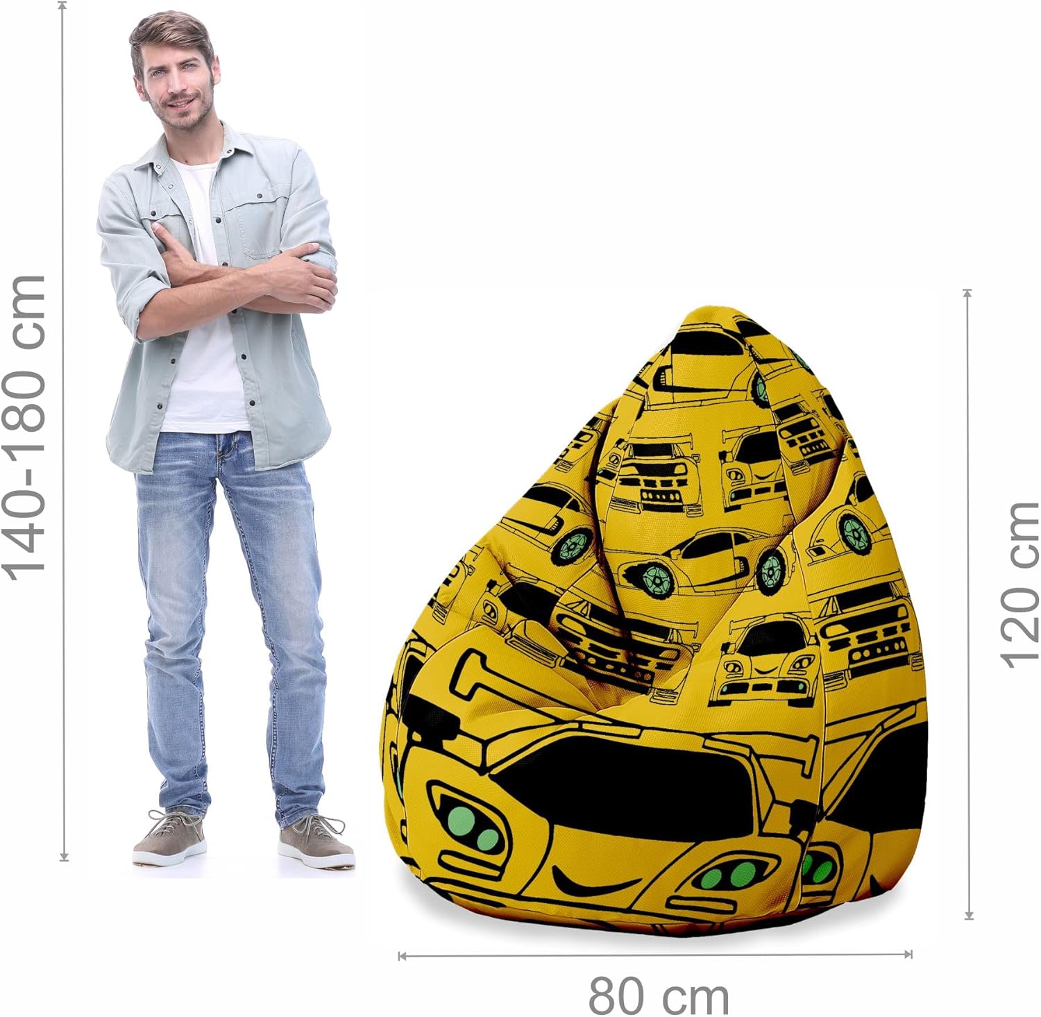 Puf Pearshape z podnóżkiem Yellow Car-Velvet