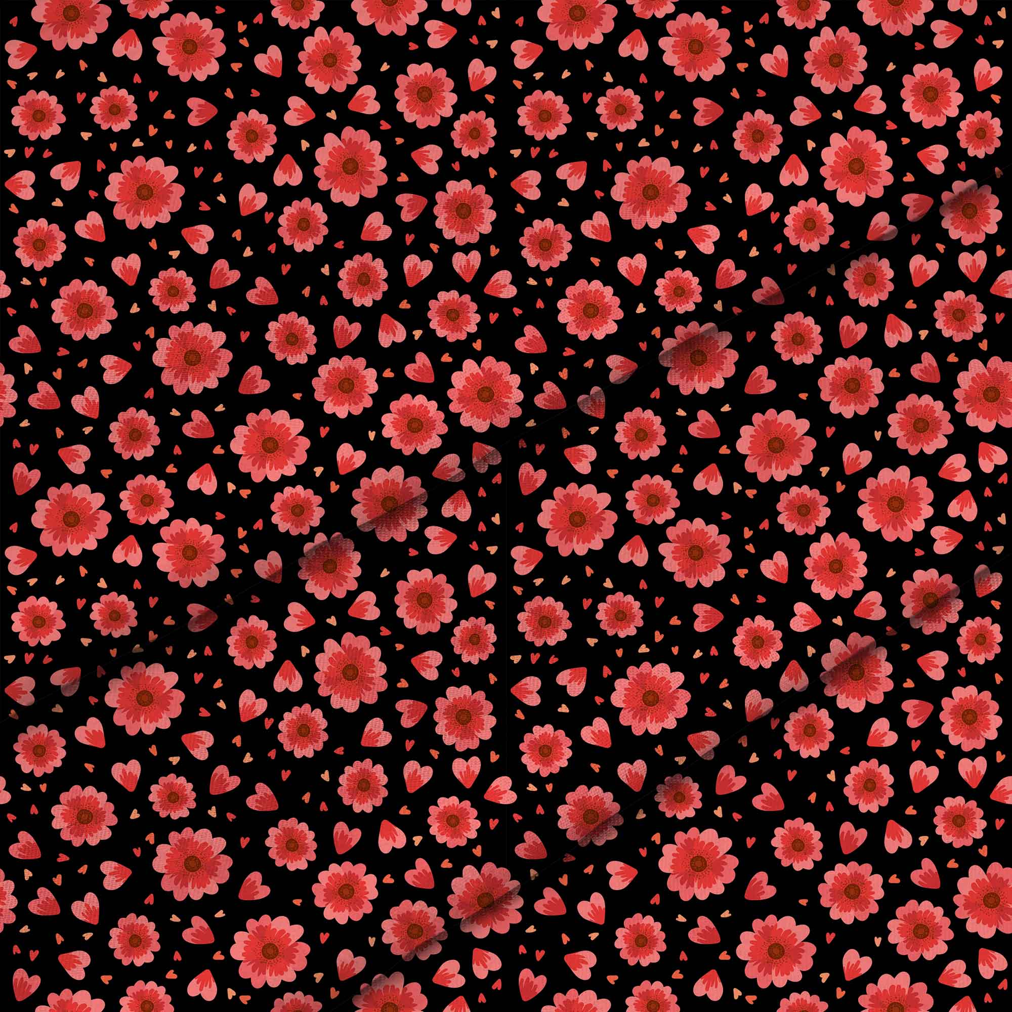 Red Flowers and Hearts-Velvet