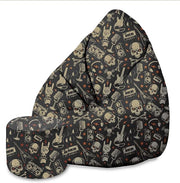 Pearshape Pouf with Footrest Skull-Oxford