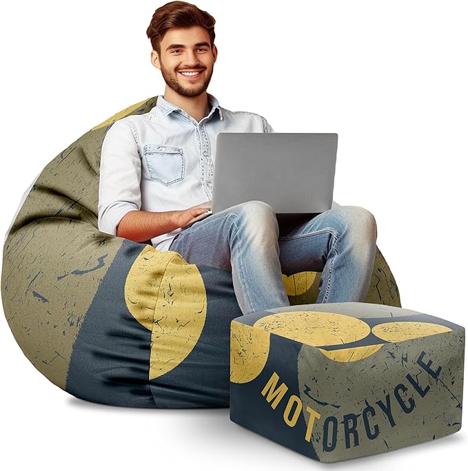 Paradise Pouf with Footrest Motorcycle-Oxford