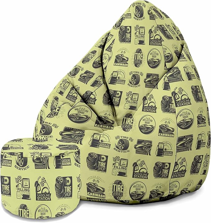 Birnenförmiger Sitzsack mit Fußstütze Petrol Color-Velvet