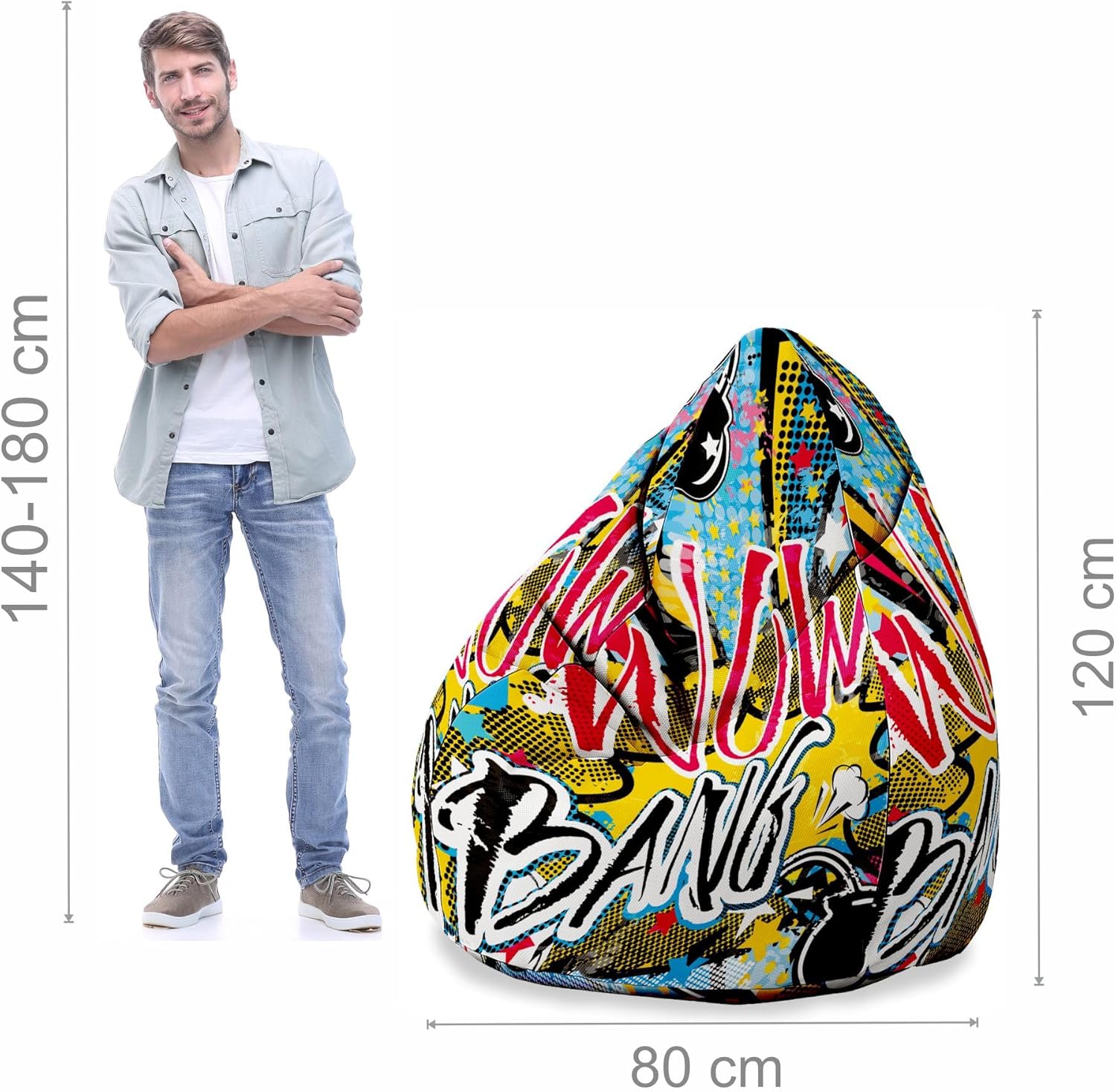 Birnenförmiger Sitzsack mit Fußstütze Wow Bang-Oxford