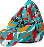 Puf Pearshape s podnožkou Color Cars
