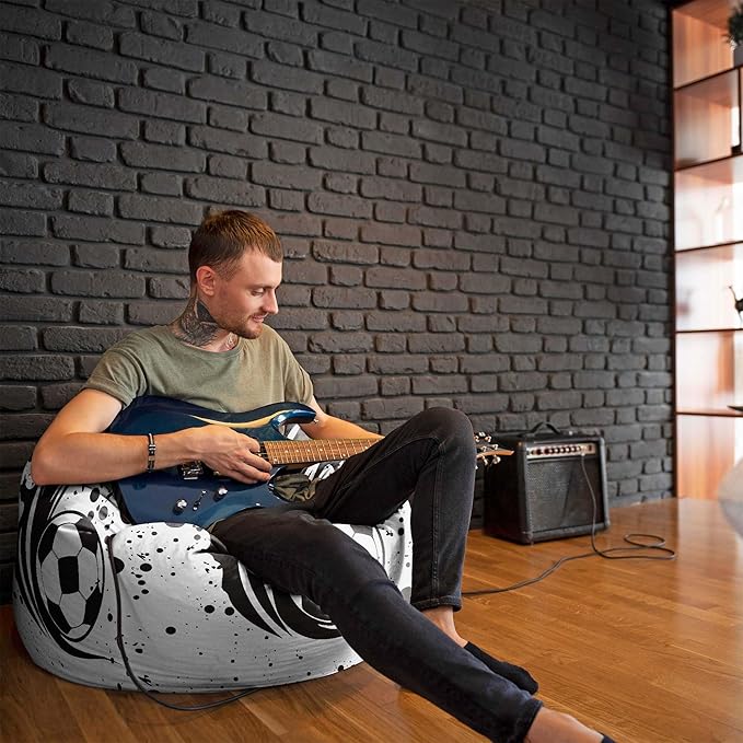 Pearshape Pouf with Footrest I Love Football-Oxford