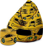 Puf Pearshape s podnožkou Yellow Car