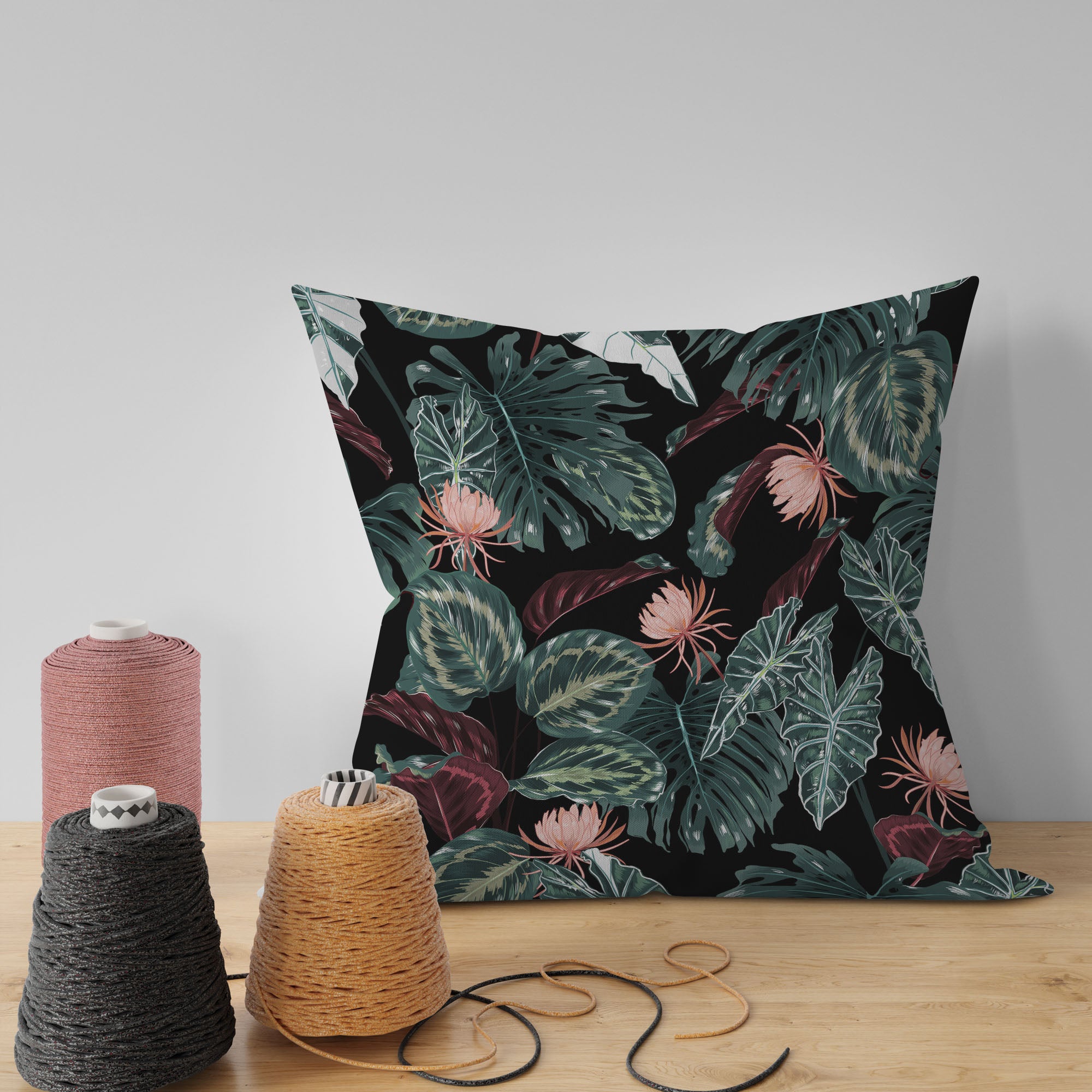 Rote Tropische Alocasia-Flache Mikrofaser