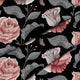 Dunkles Vintage-Blumenmuster-Flache Mikrofaser