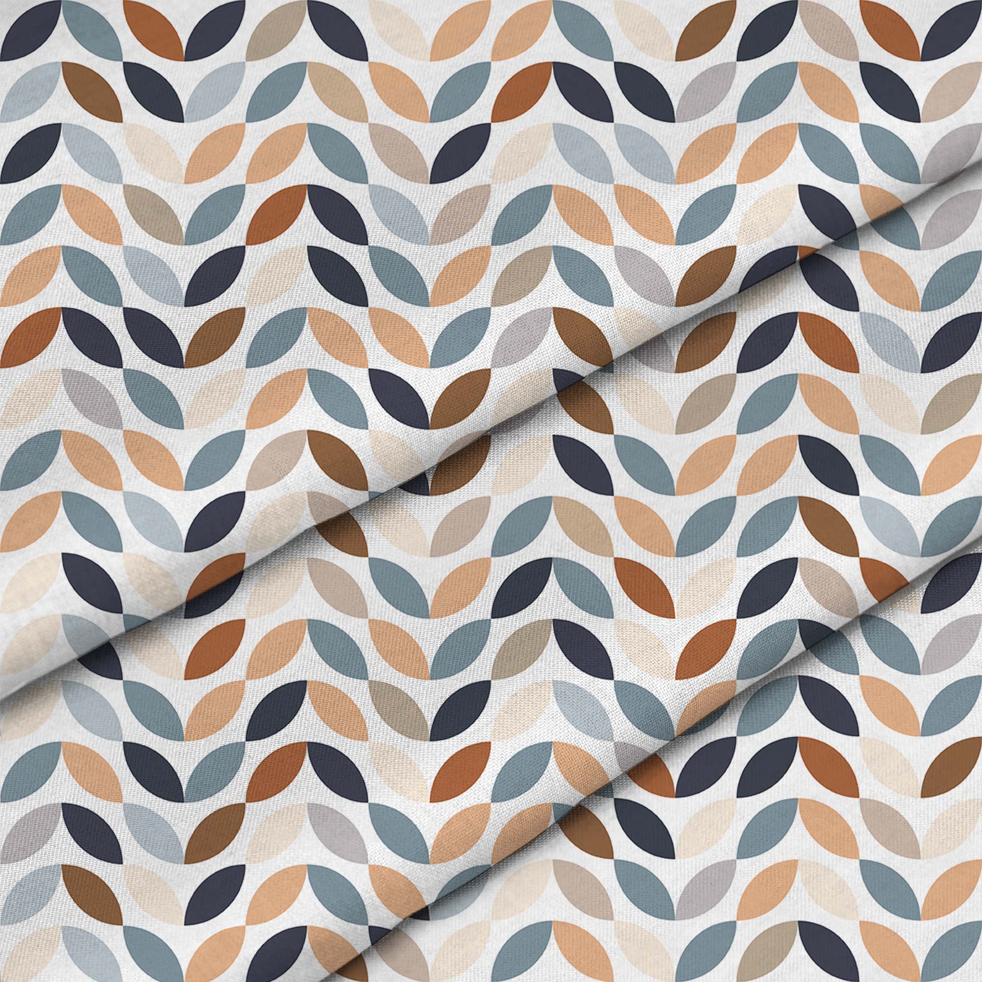 Retro White Leafs-Tkanina Obrusowa