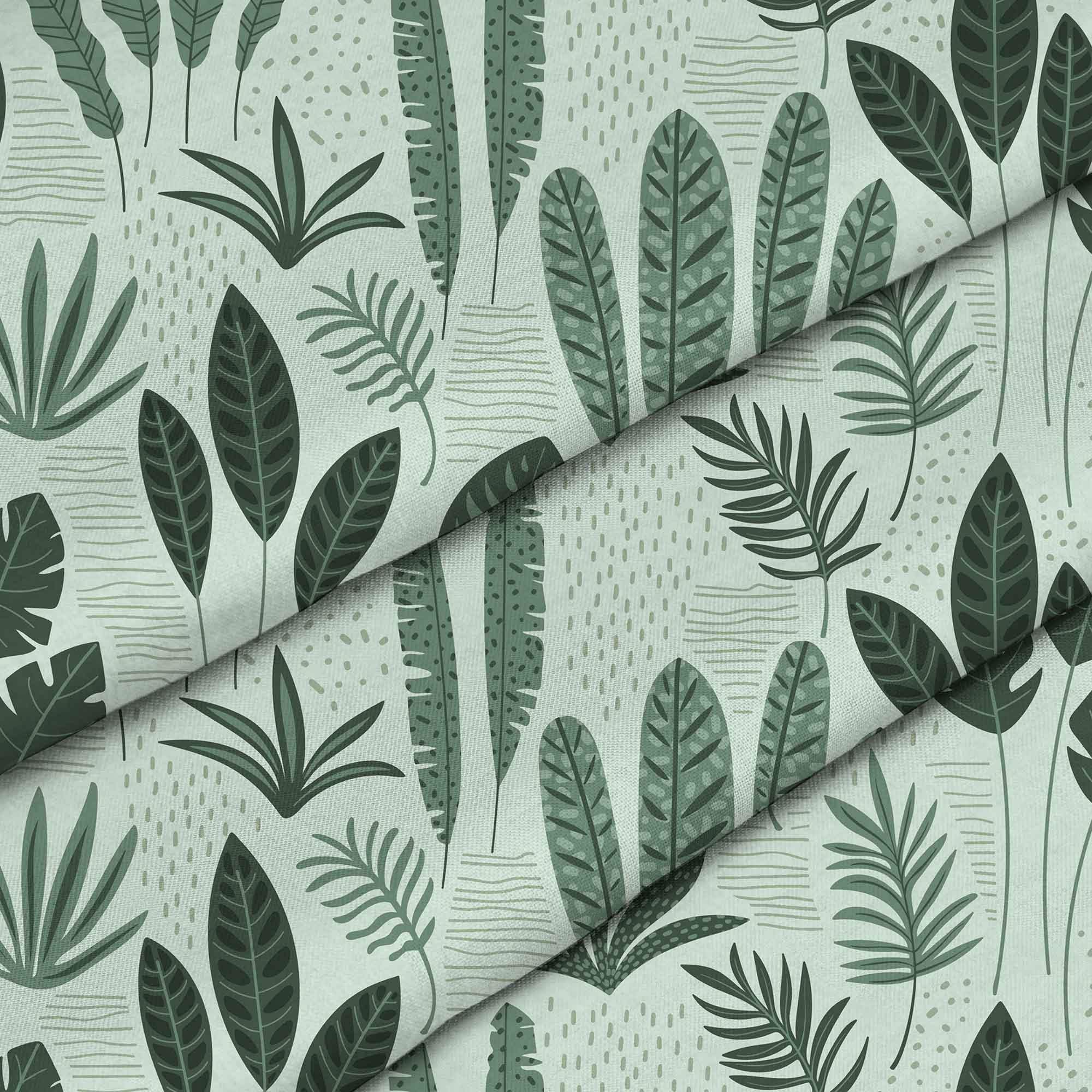 Tropical Green Leaves-Mikrofibra Płaska