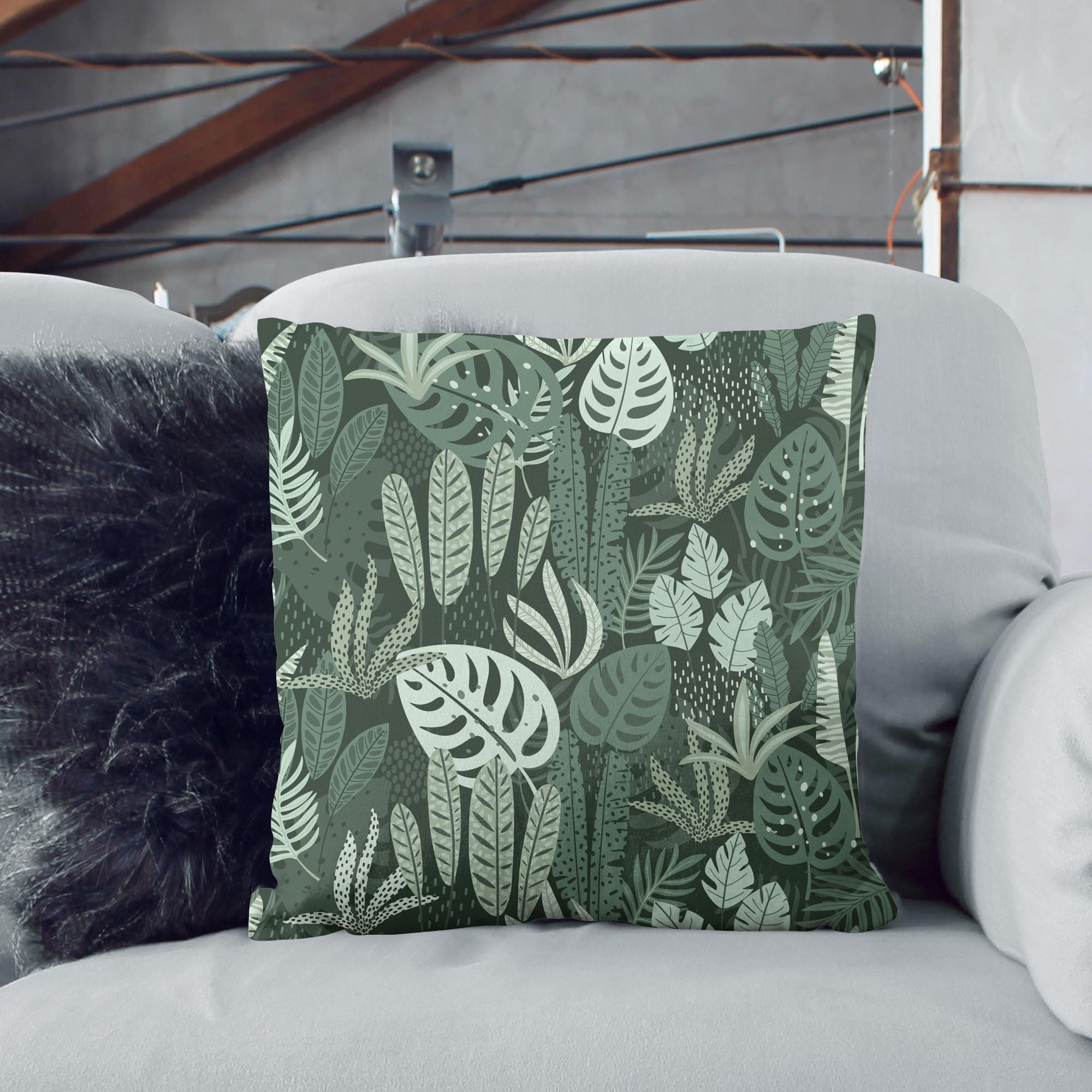 Tropical Green Leaves Palm-Flat Microfiber