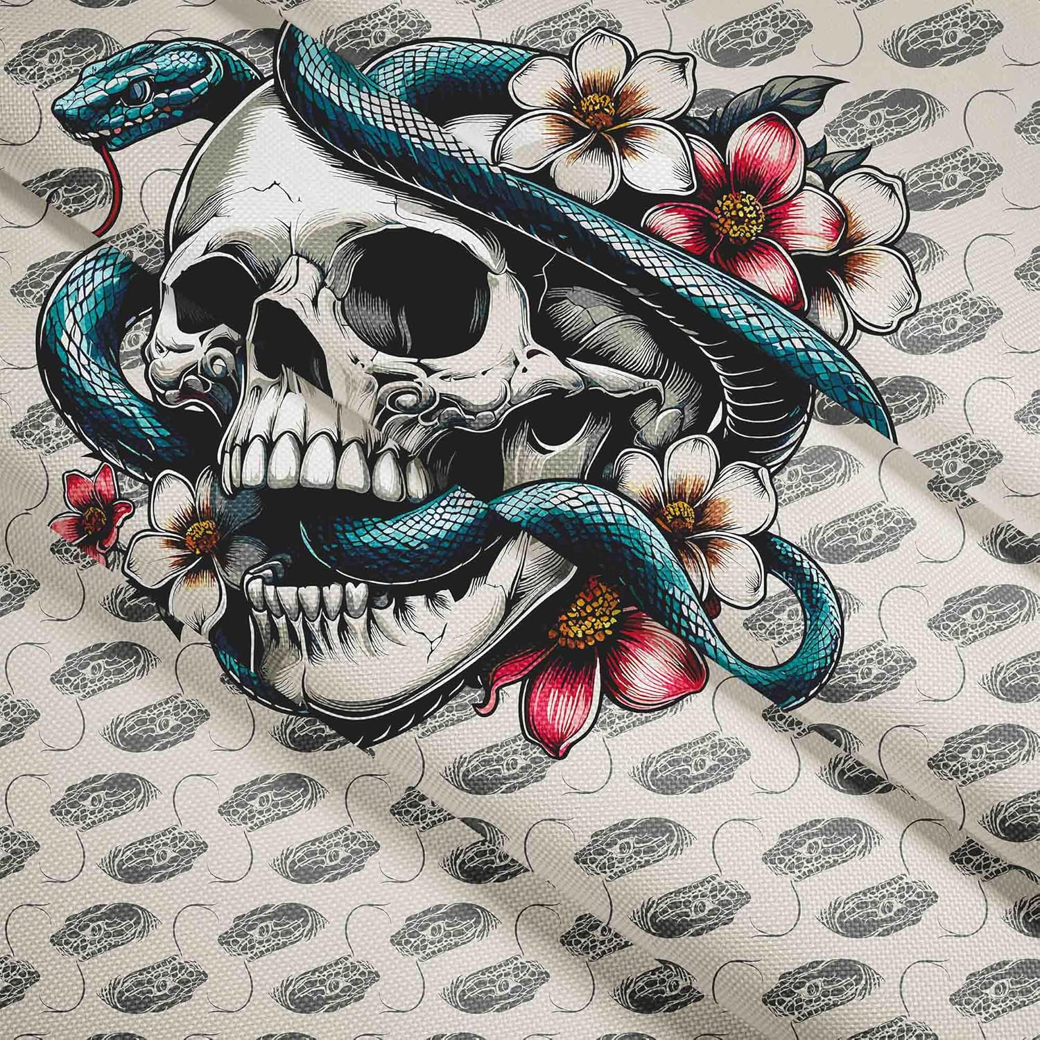 Birnenförmiger Sitzsack mit Fußstütze Snake Skull Flower-Velvet