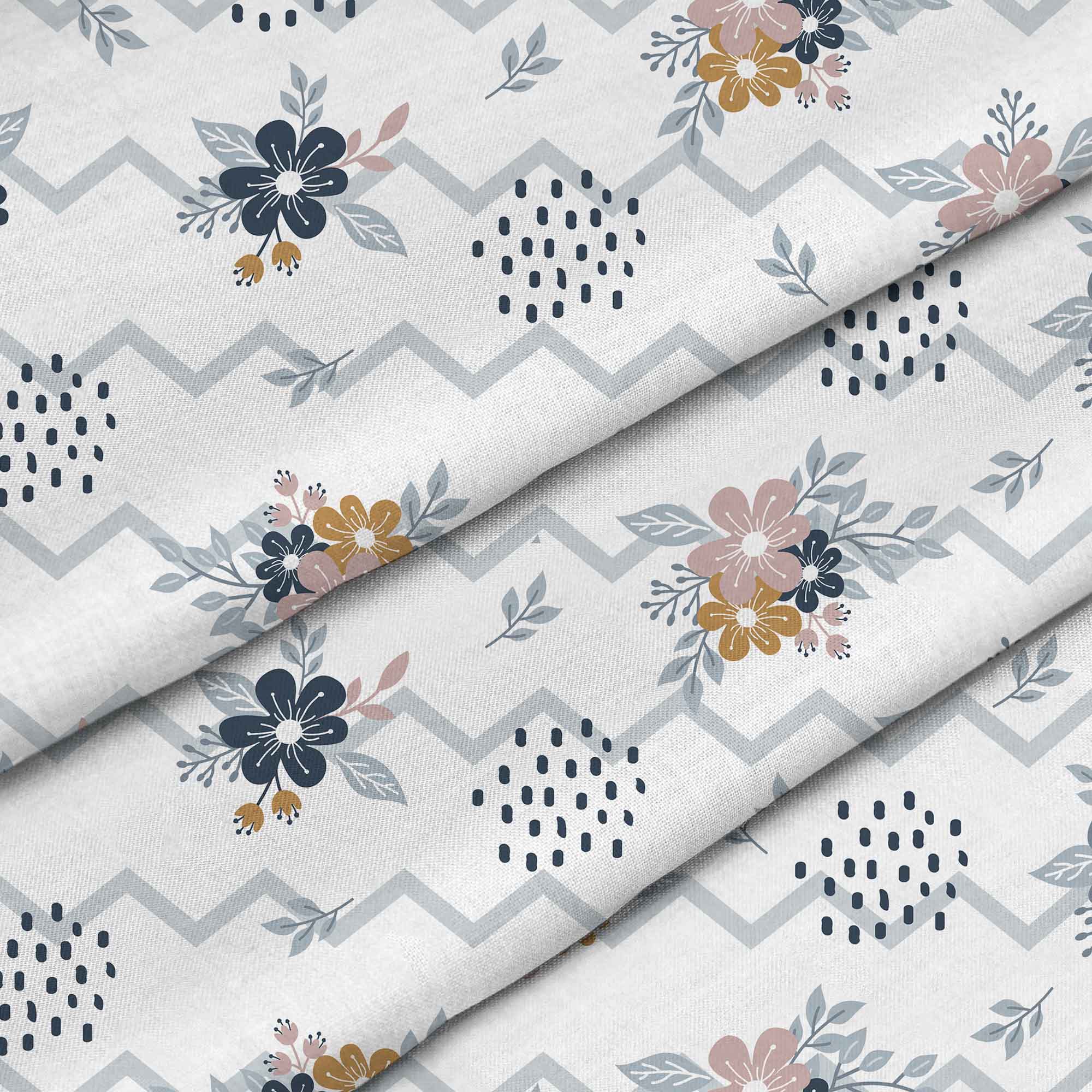 Chevron and Flowers-Mikrofibra Płaska