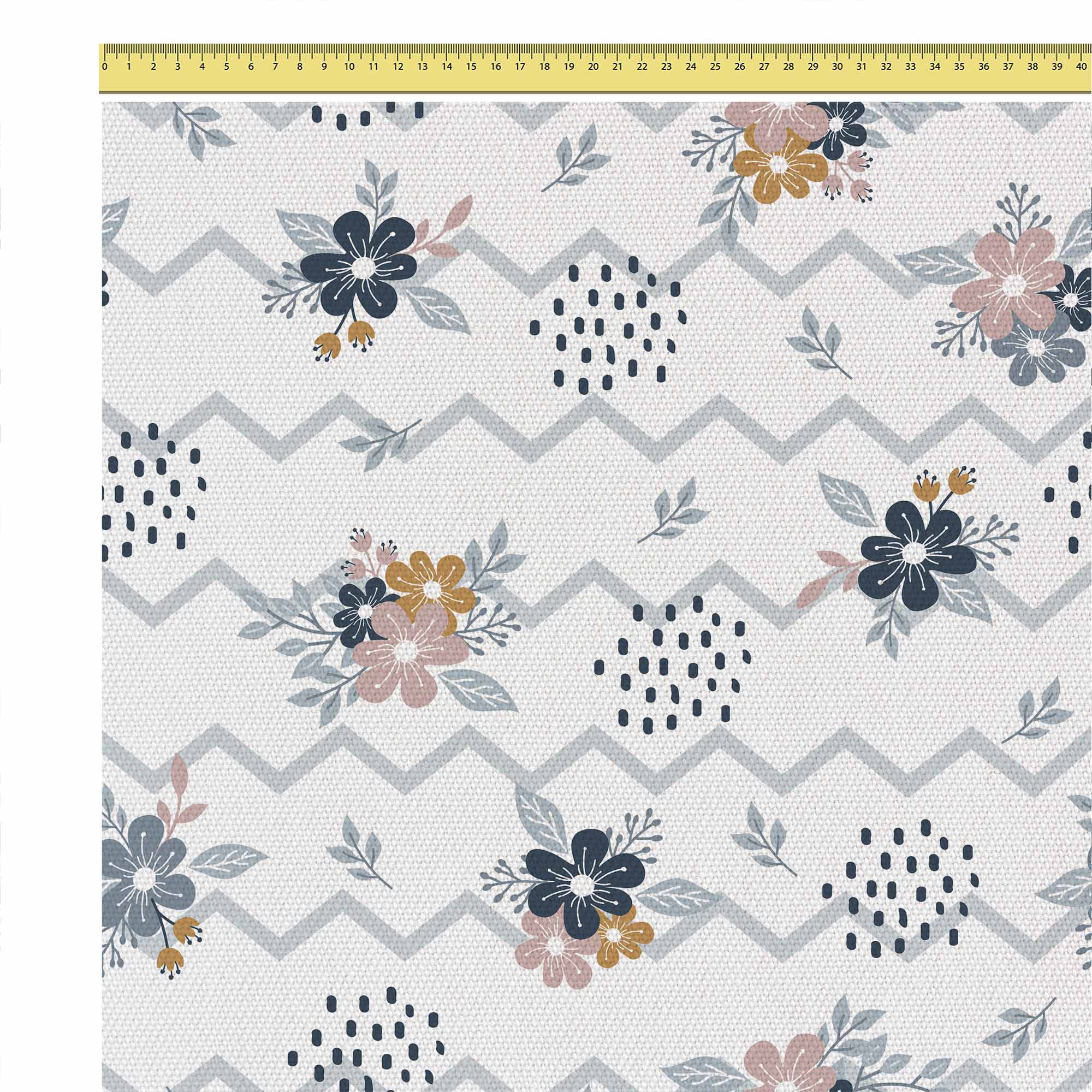 Chevron and Flowers-Mikrofibra Płaska