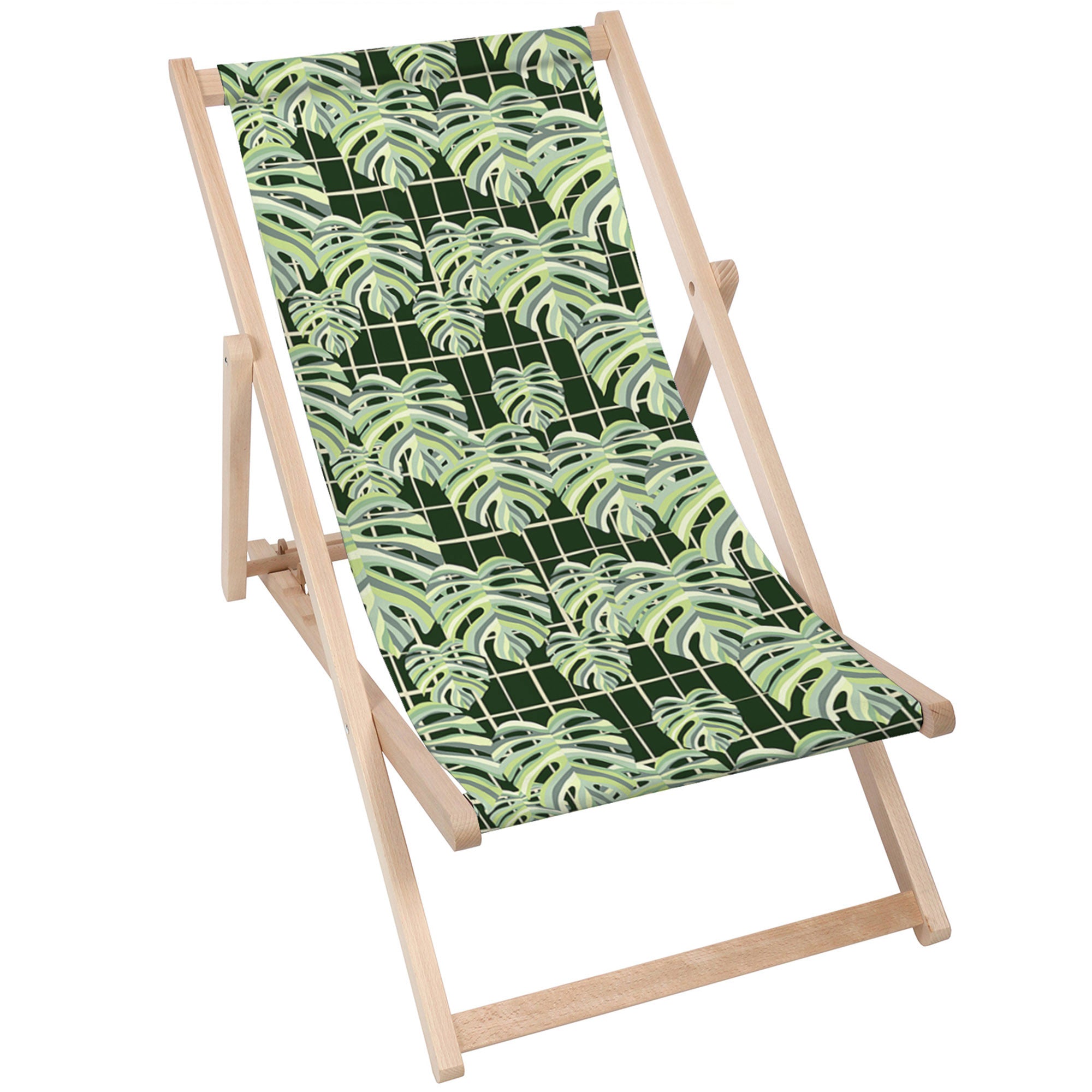 Leżak drewniany Monstera Leaves Grid-M