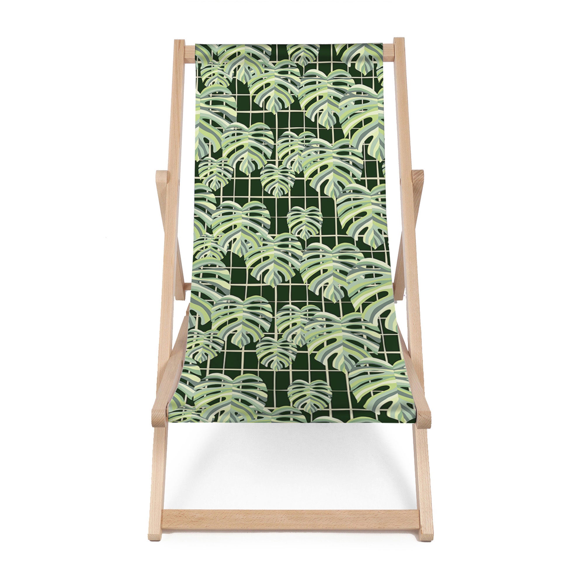 Leżak drewniany Monstera Leaves Grid-M