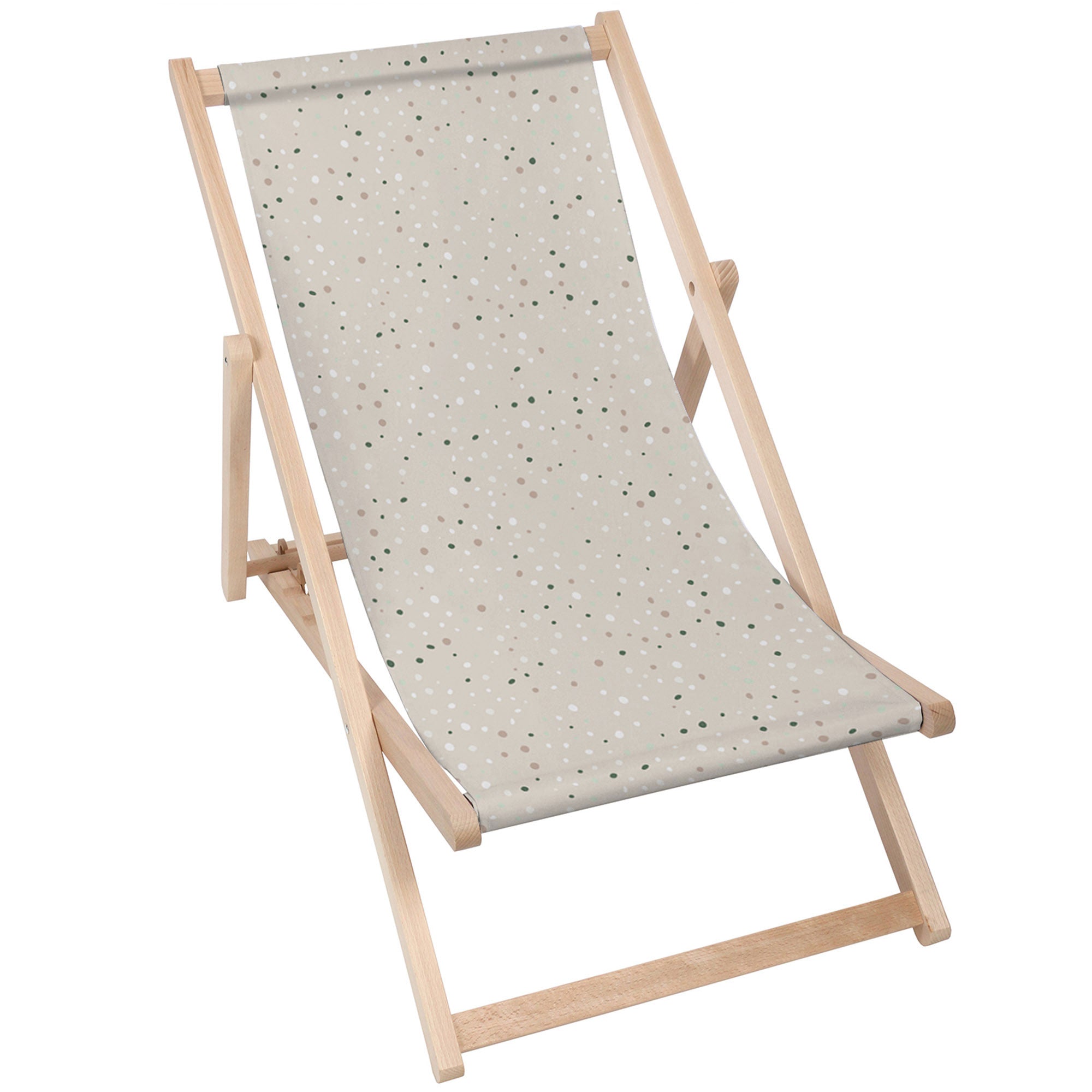 Leżak drewniany Beige Print With Dots-M