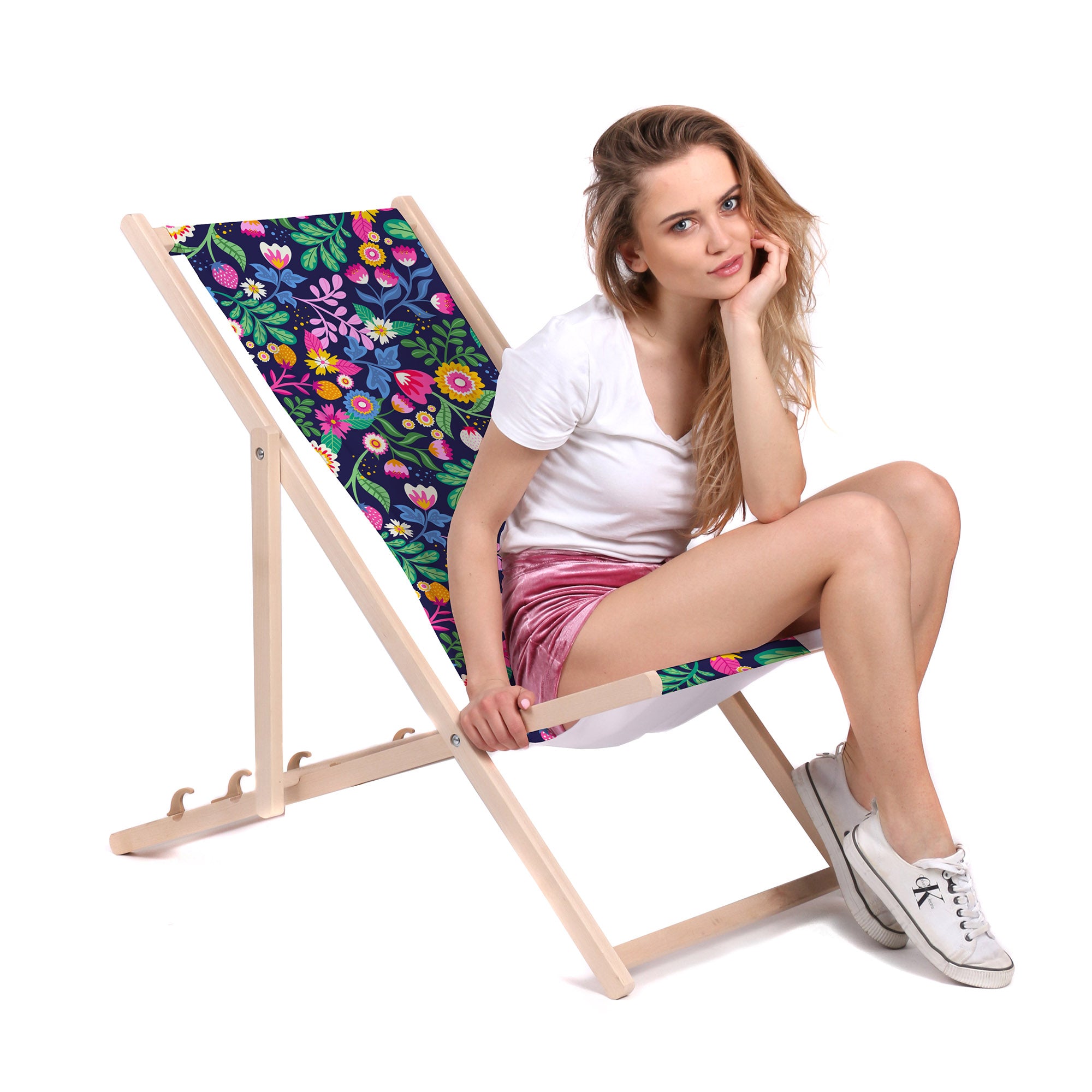 Leżak drewniany Exotic Floral-M