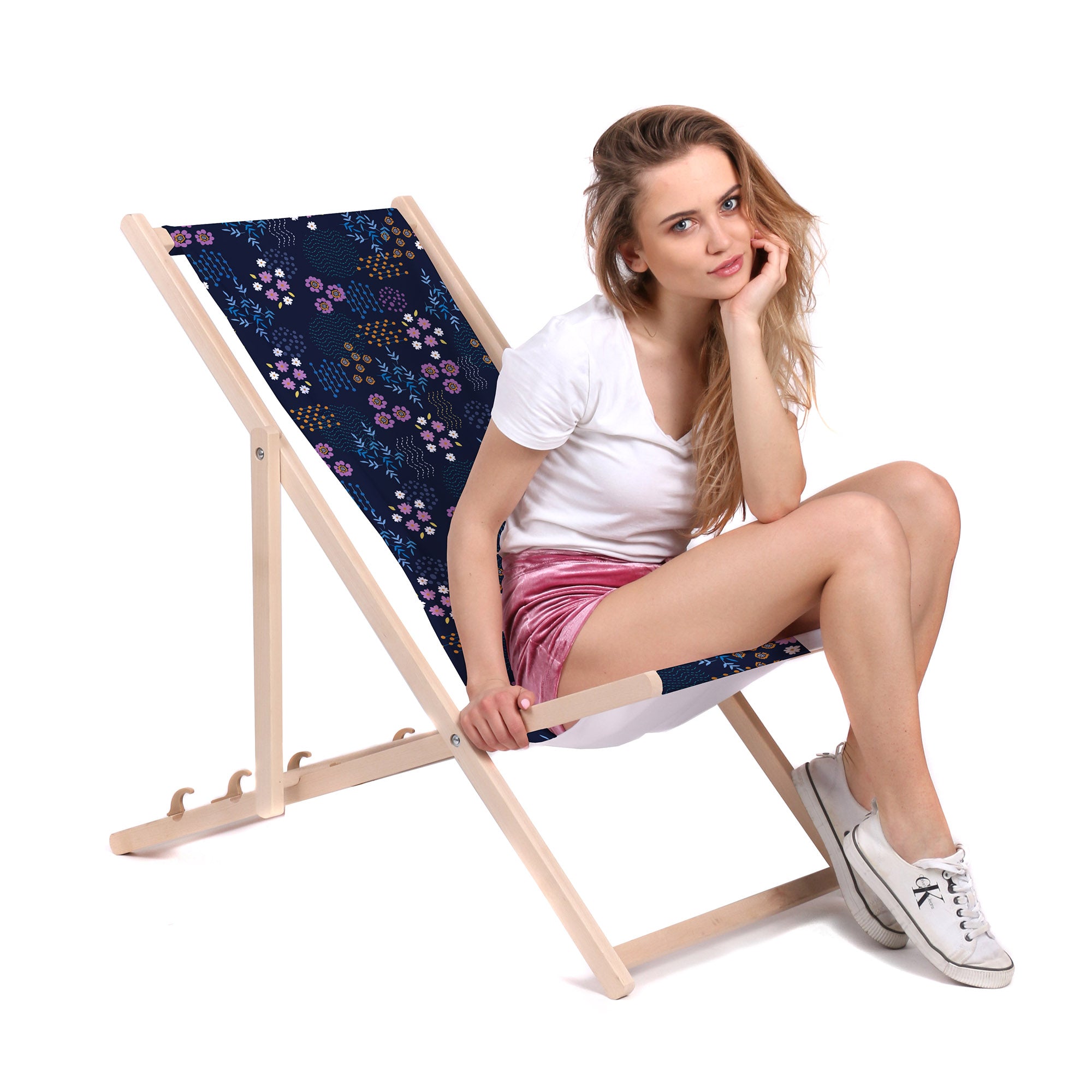 Wooden Deck Chair Geometric Flower-M