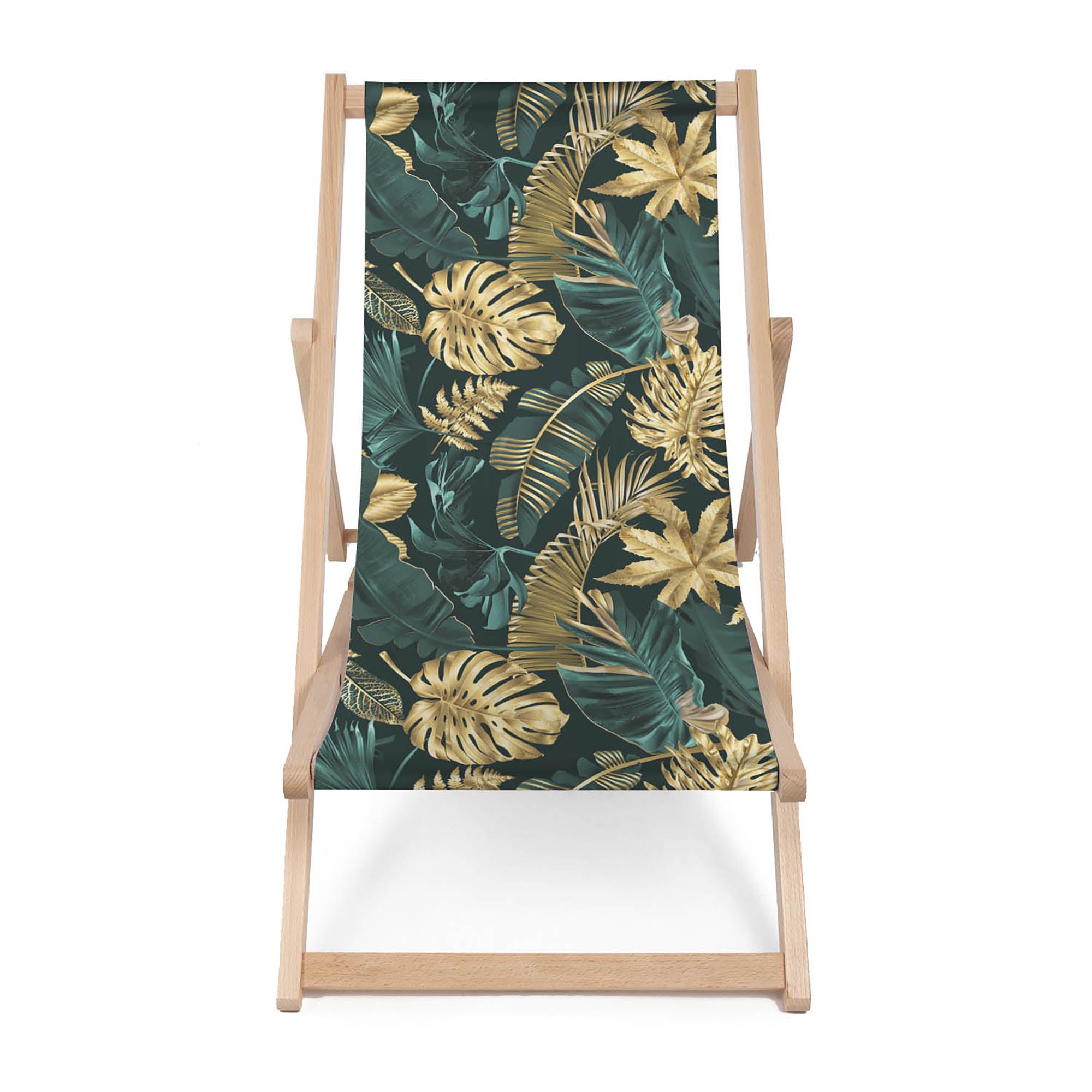 Leżak drewniany Monstera Gold Green-M