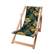 Leżak drewniany Monstera Gold Green-S