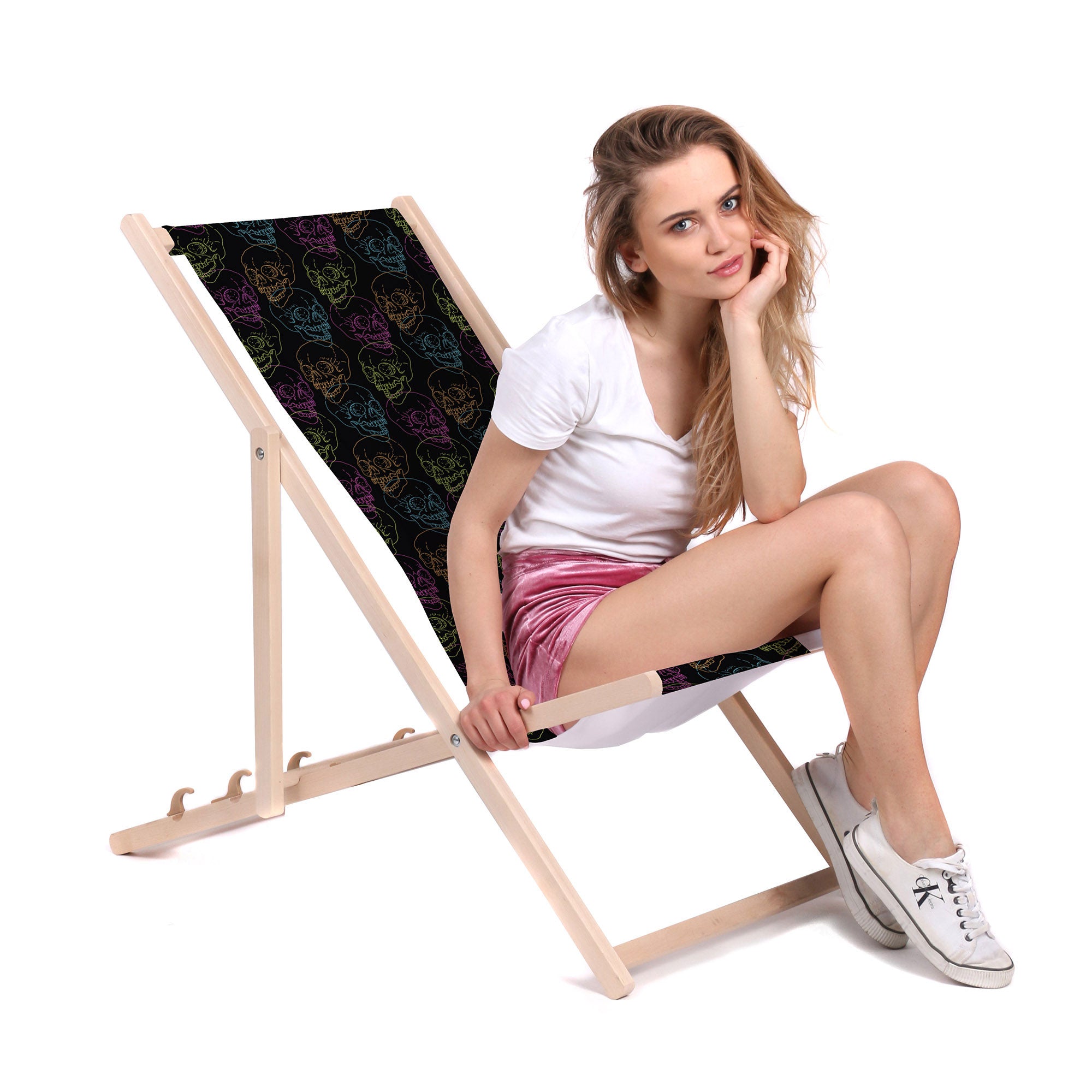Leżak drewniany Black Skull-M