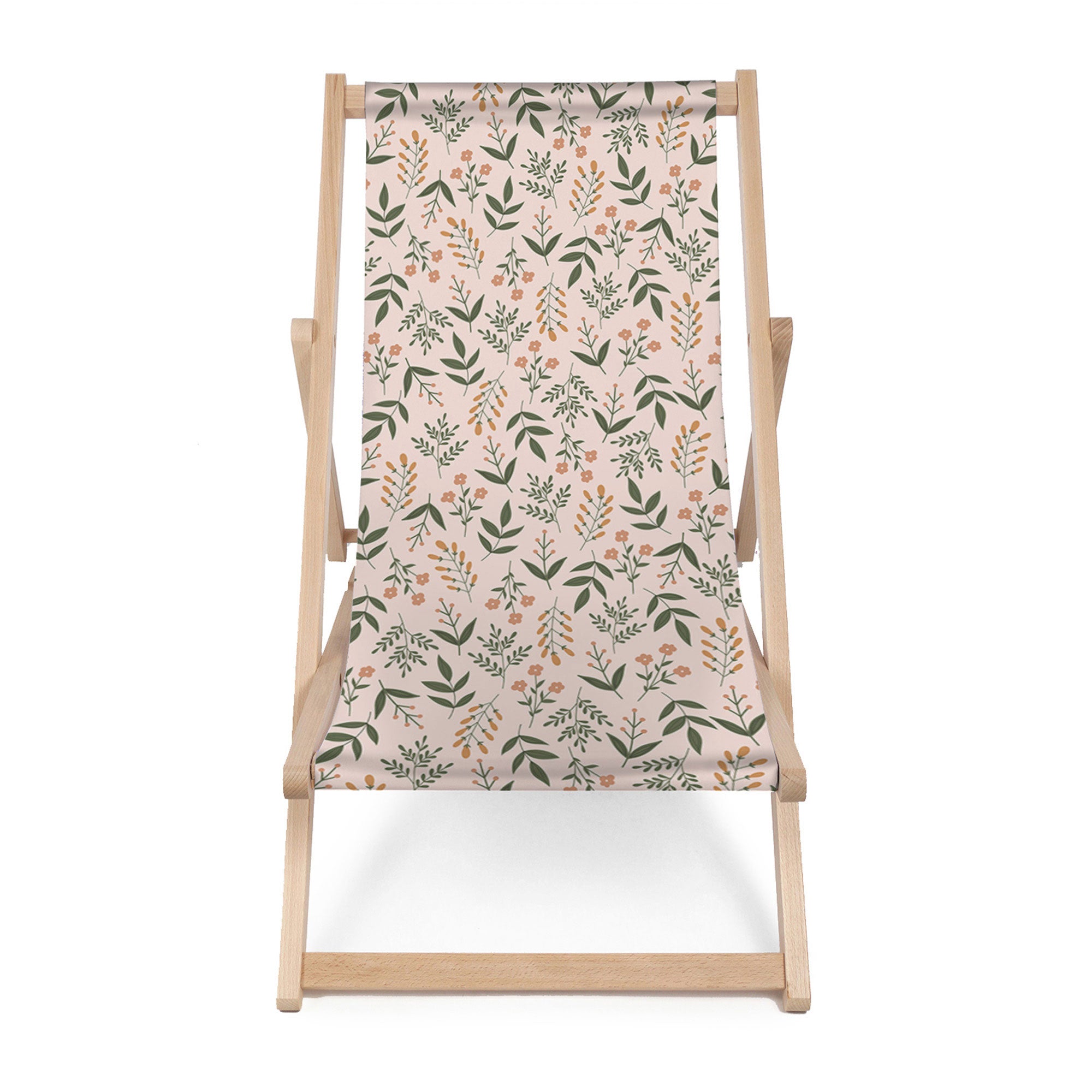 Leżak drewniany Botanical Beige Pattern-M