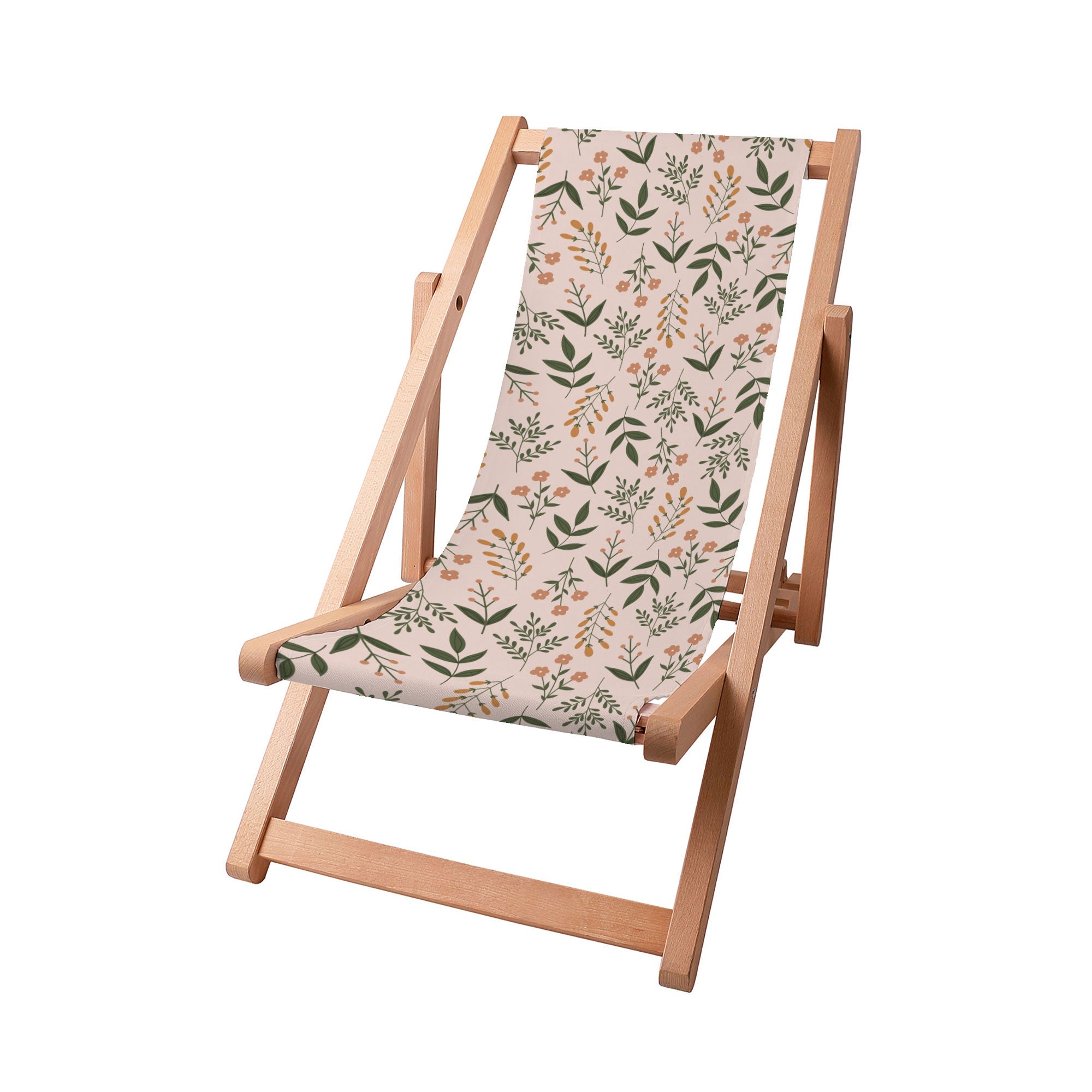 Leżak drewniany Botanical Beige Pattern-S