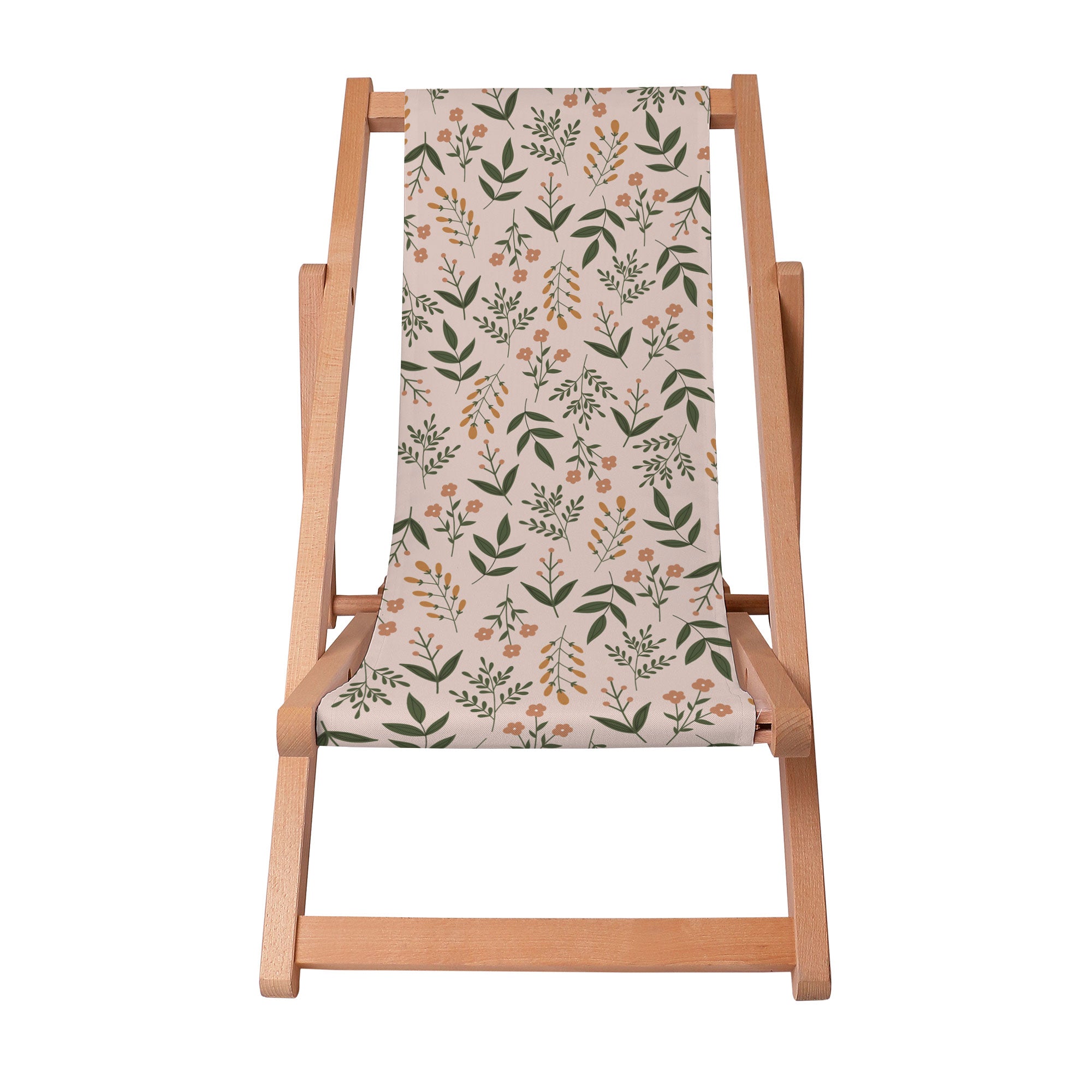 Leżak drewniany Botanical Beige Pattern-S