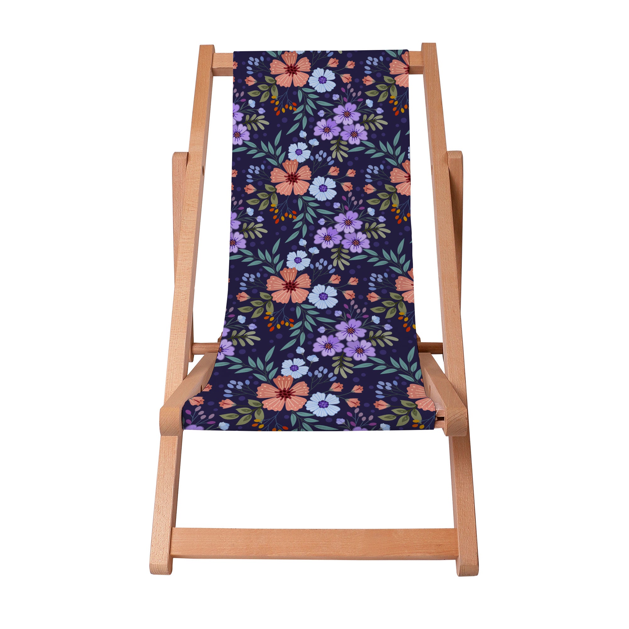 Wooden Deck Chair Botanical Pattern