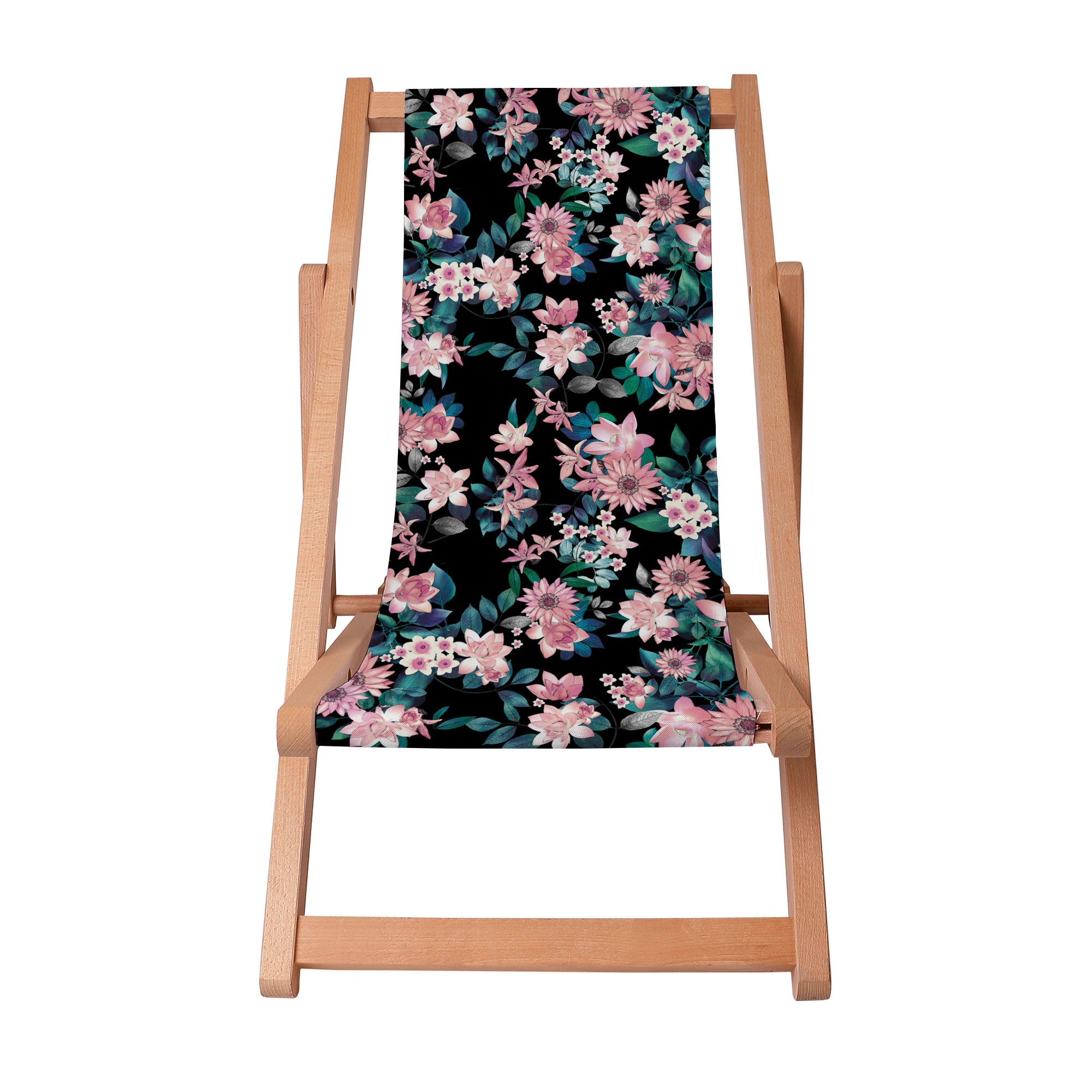 Leżak drewniany Dark Botanic Pink-S