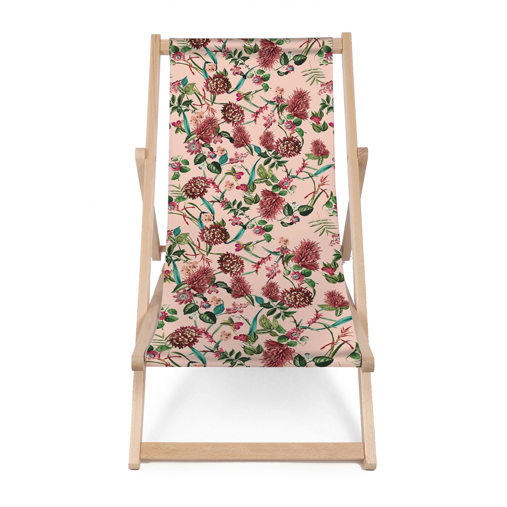 Leżak drewniany Dark Jungle Pink-M