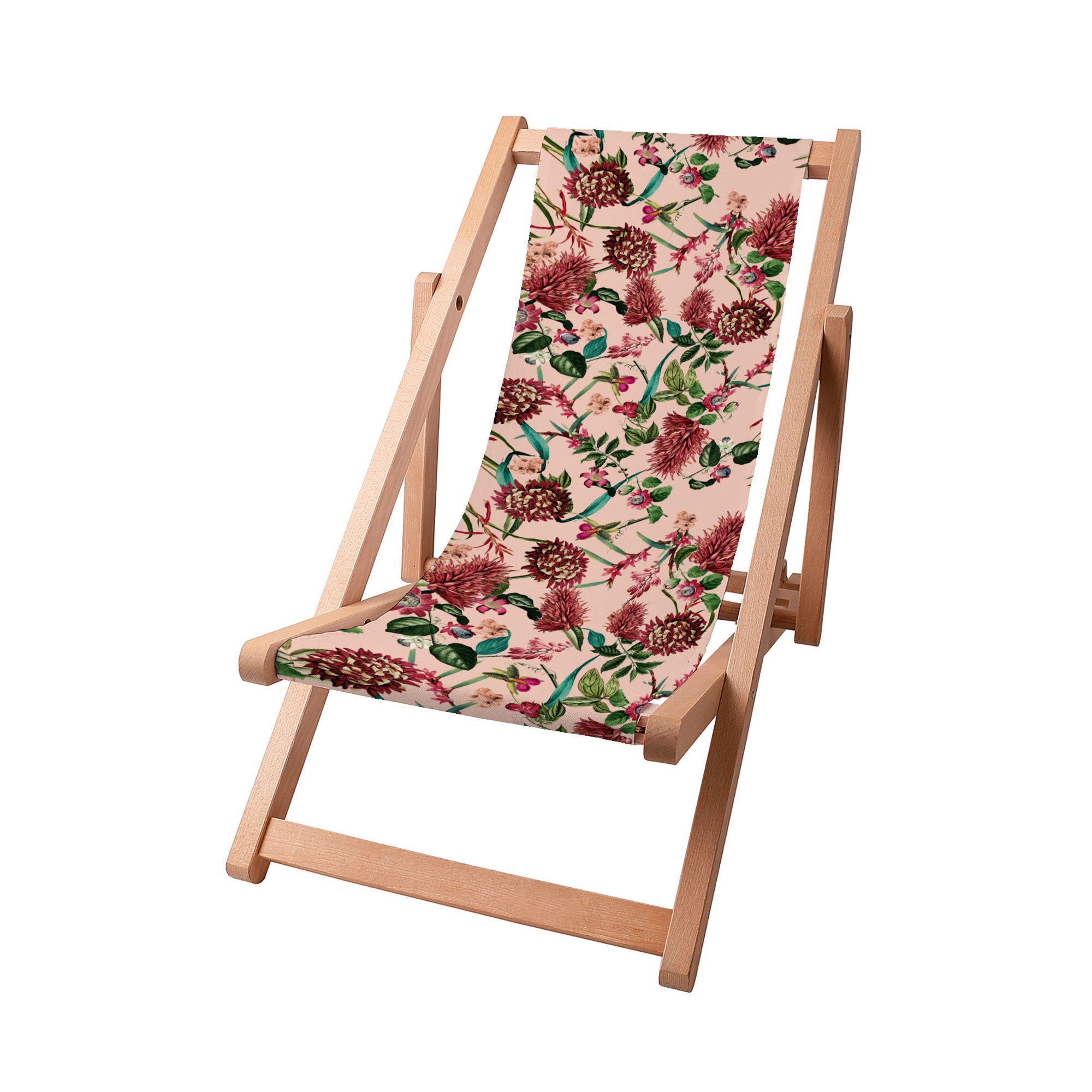 Leżak drewniany Dark Jungle Pink