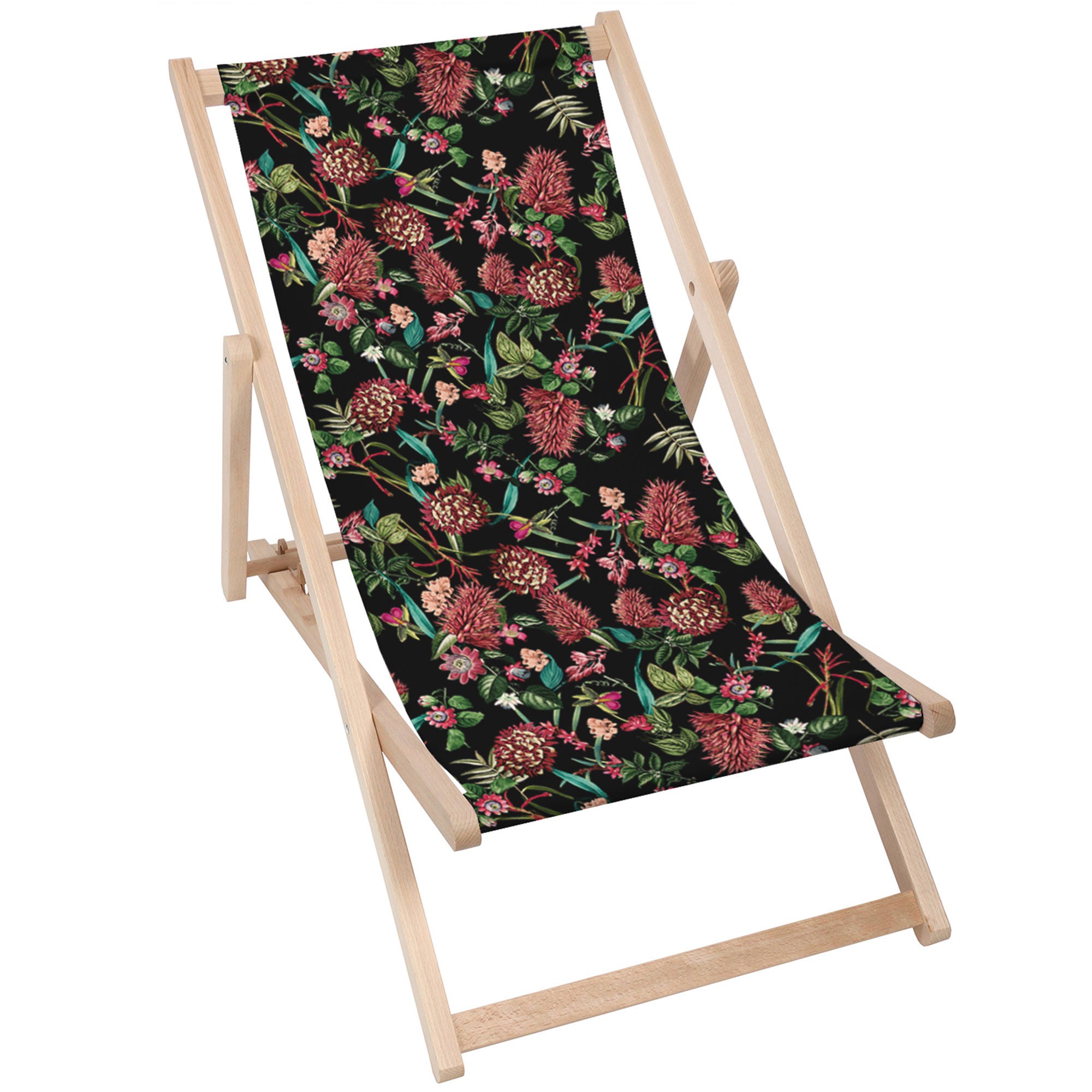 Leżak drewniany Dark Jungle Red-M