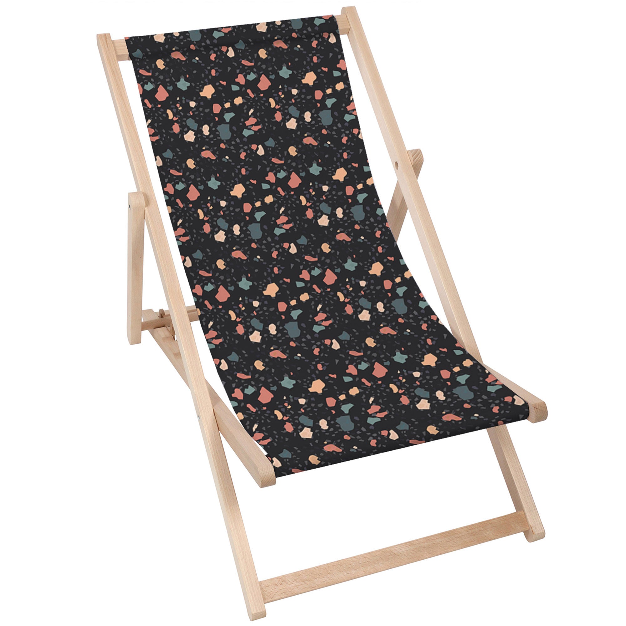 Leżak drewniany Dark Terrazzo-M