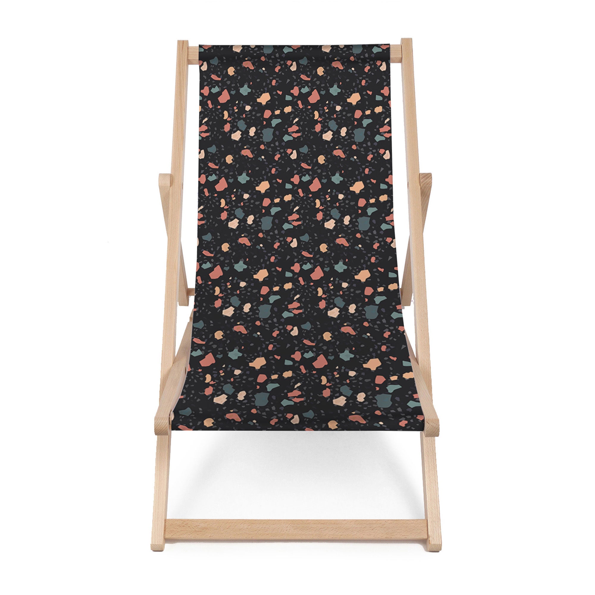 Leżak drewniany Dark Terrazzo-M