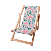 Wooden Deck Chair Delicate Pink Flowers-S