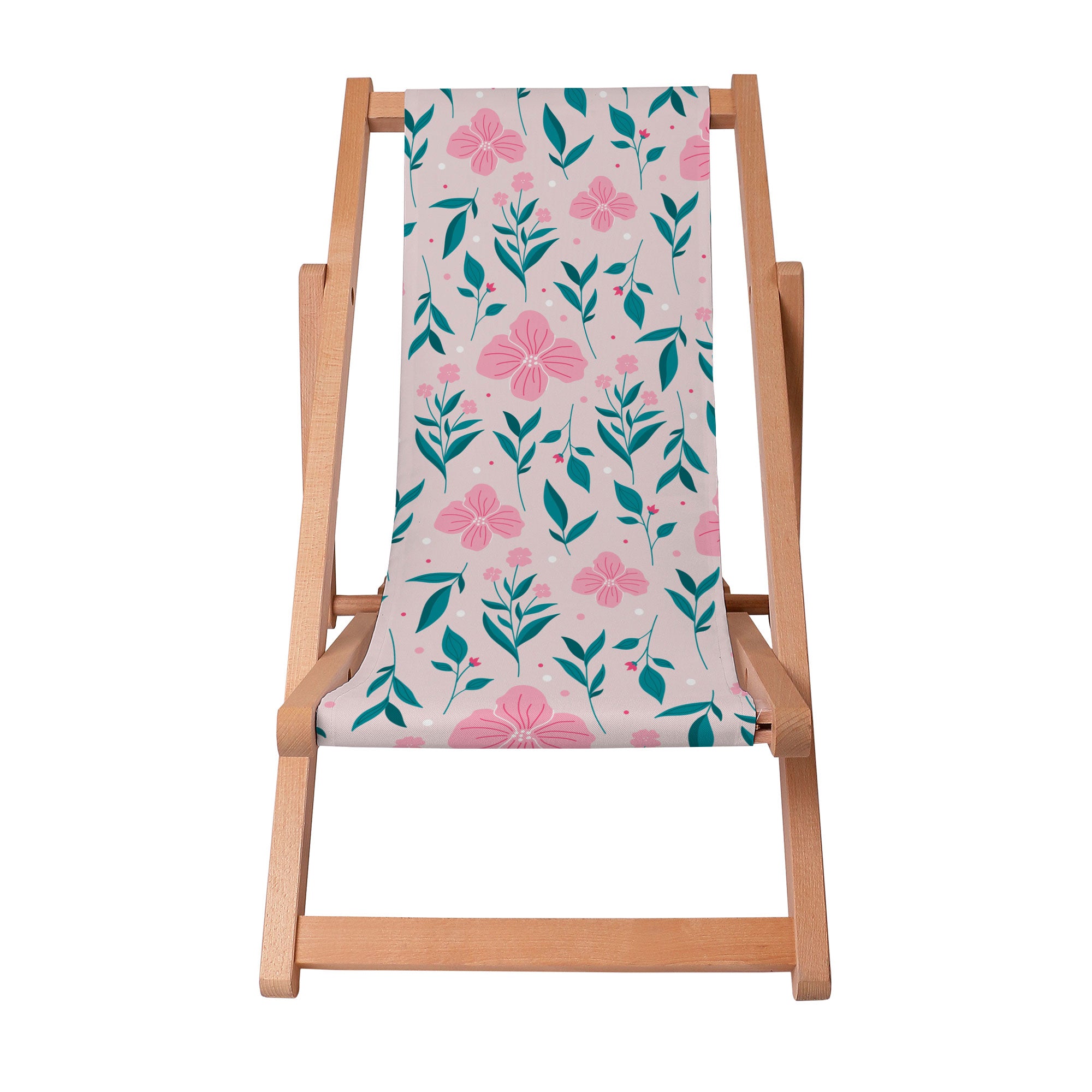 Wooden Deck Chair Delicate Pink Flowers-S