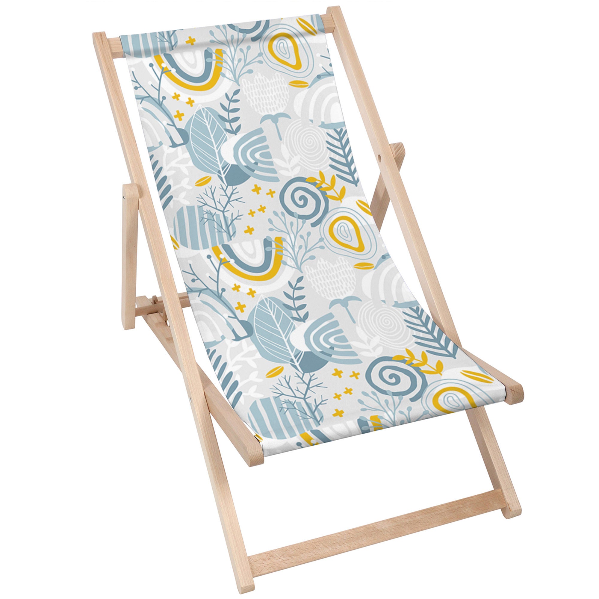 Leżak drewniany Grey Floral Pattern-M