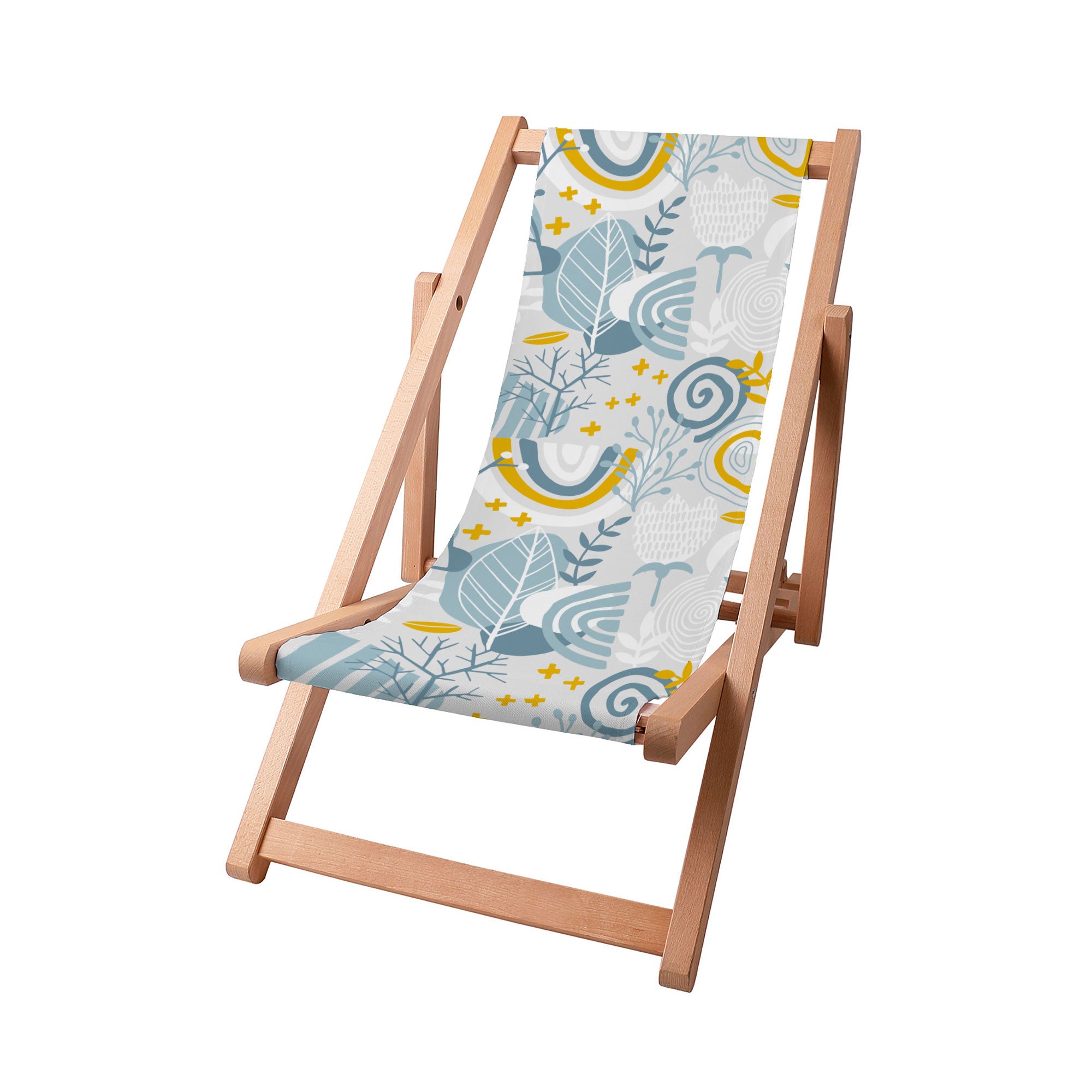Leżak drewniany Grey Floral Pattern-S