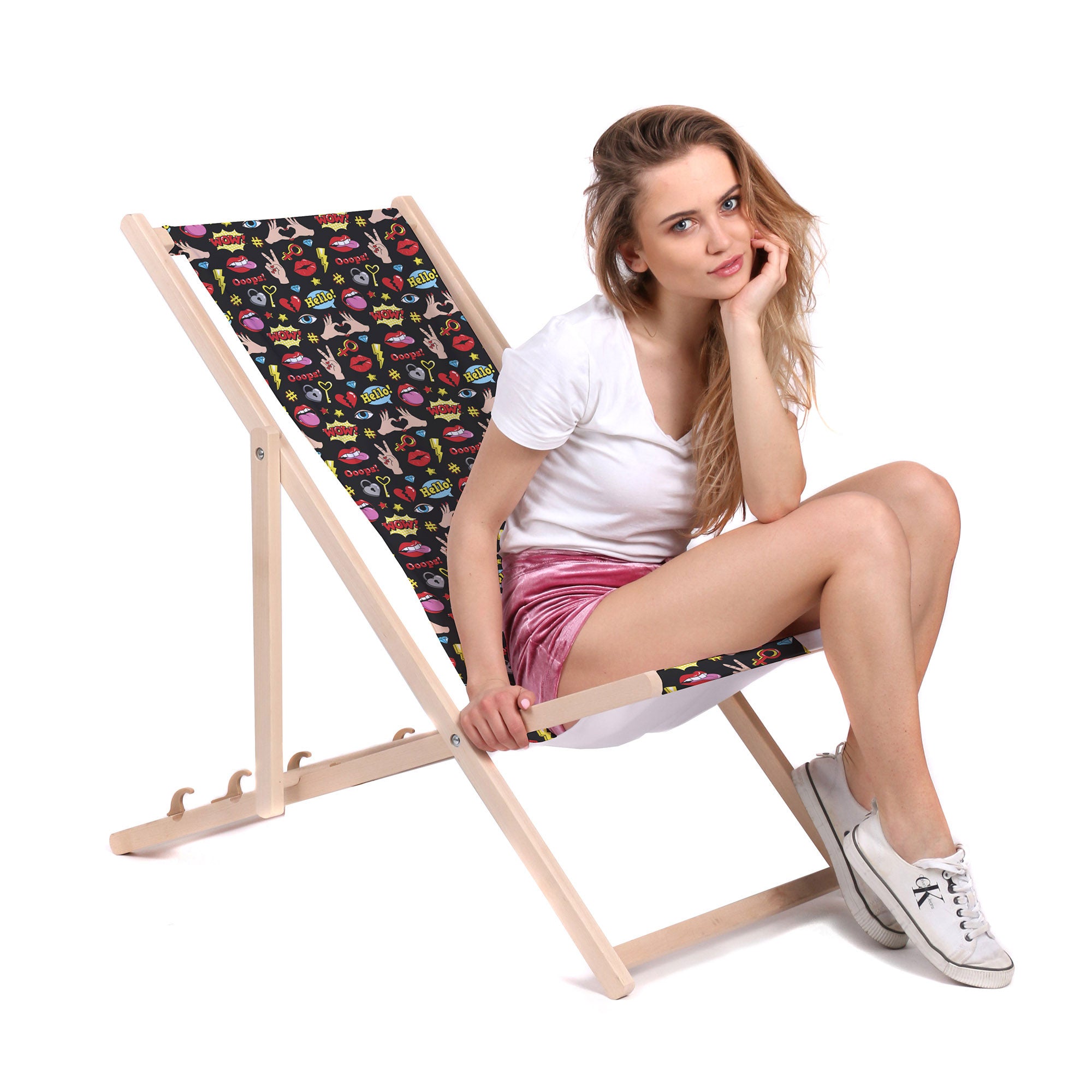 Wooden Deck Chair Hello Heart-M