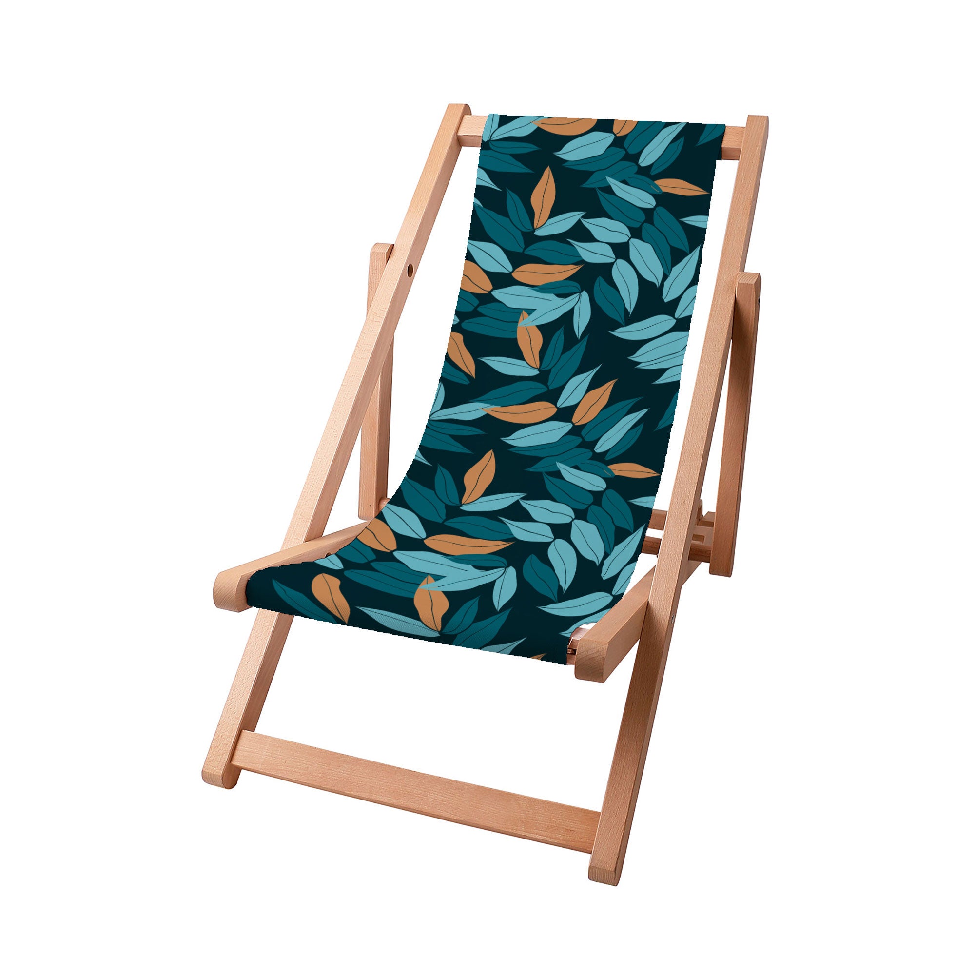 Wooden Deck Chair Minimal Leaves Pattern