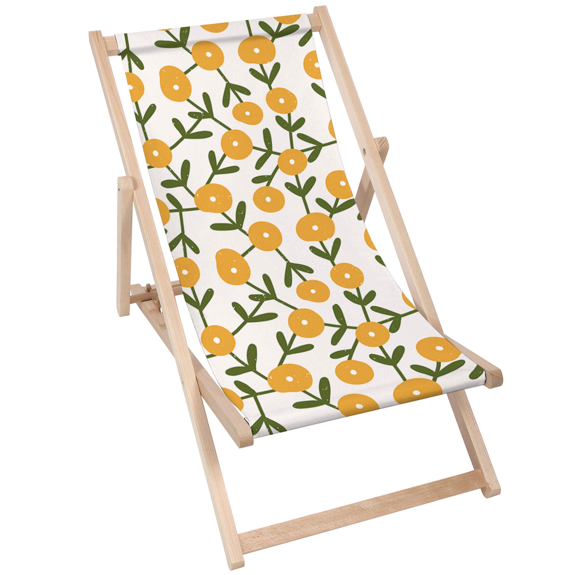 Leżak drewniany Scandinavian Green and Yellow-M