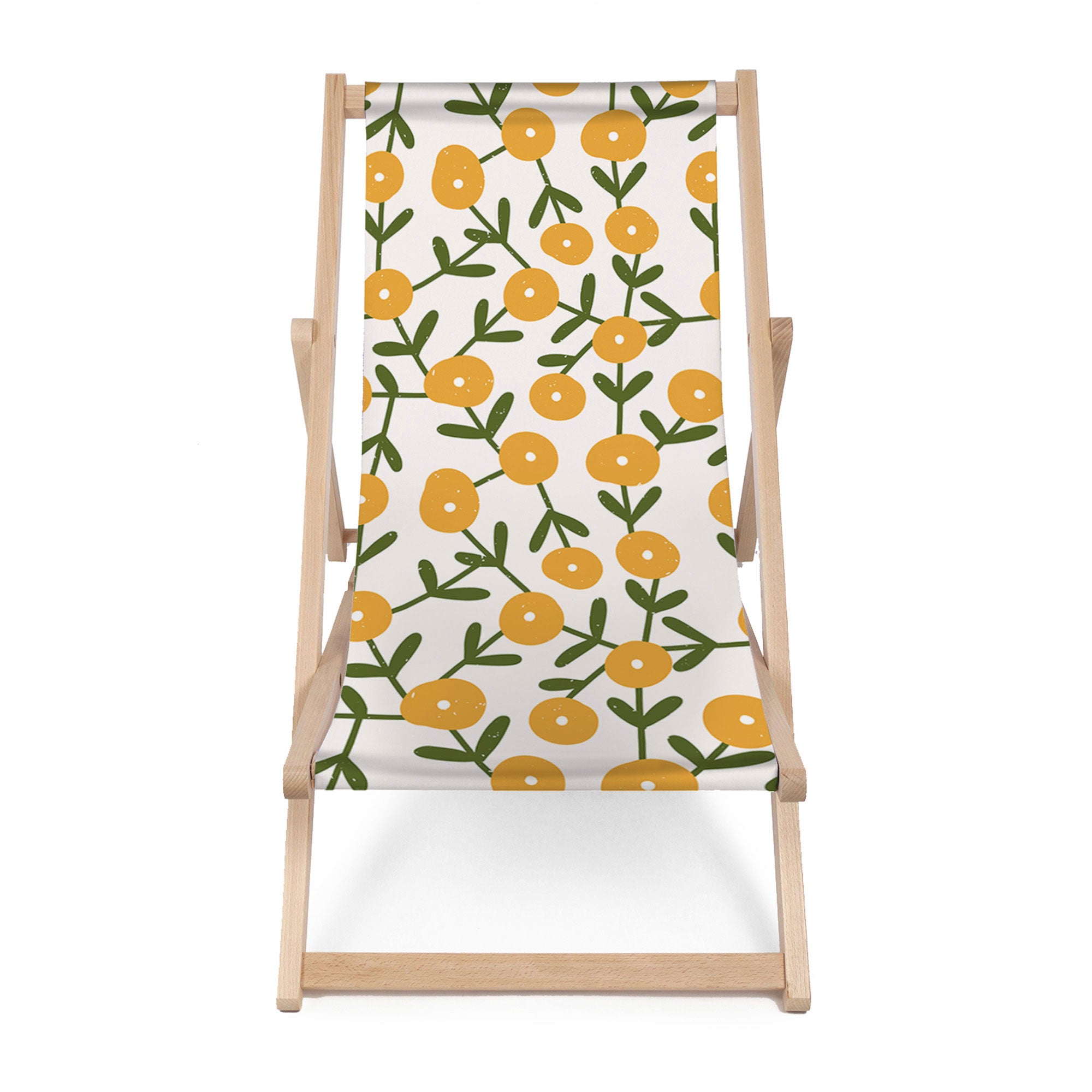 Leżak drewniany Scandinavian Green and Yellow-M
