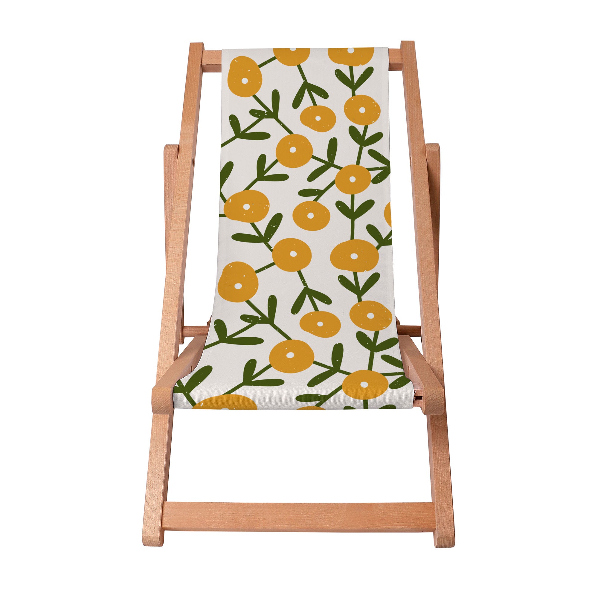 Leżak drewniany Scandinavian Green and Yellow-S