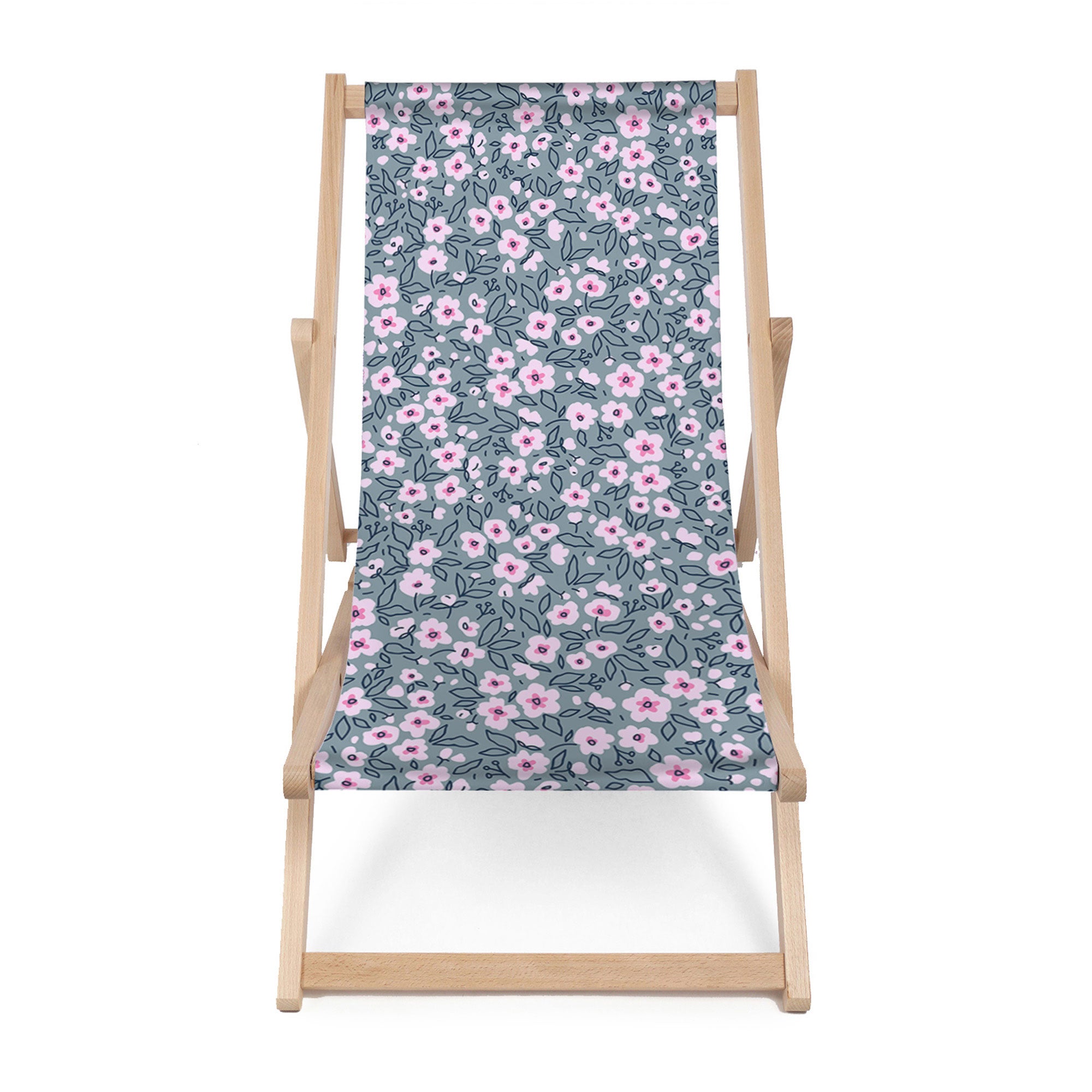 Leżak drewniany Abstract Small Pink Flowers-M