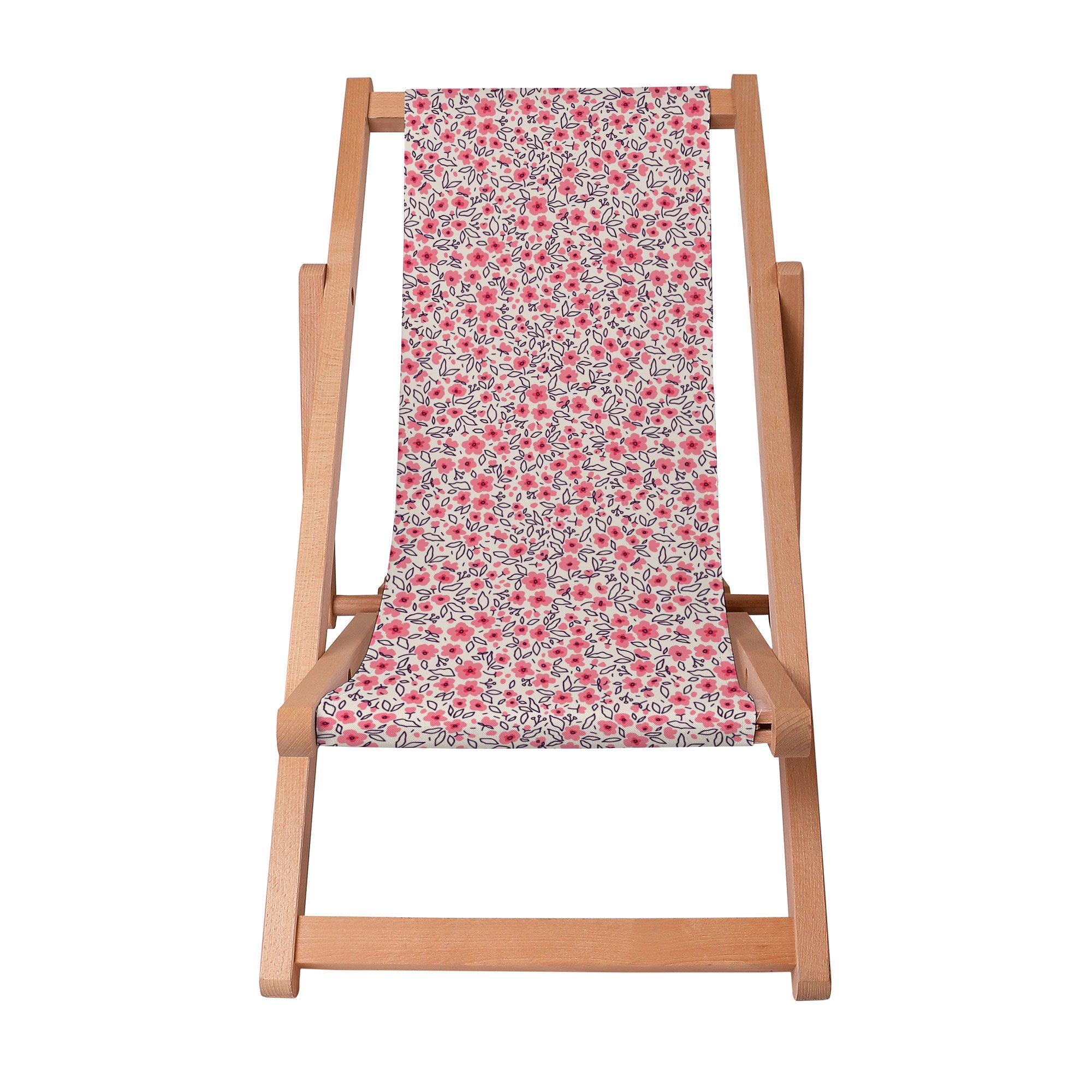 Holzliegestuhl Kleine Rosa Blumen-S