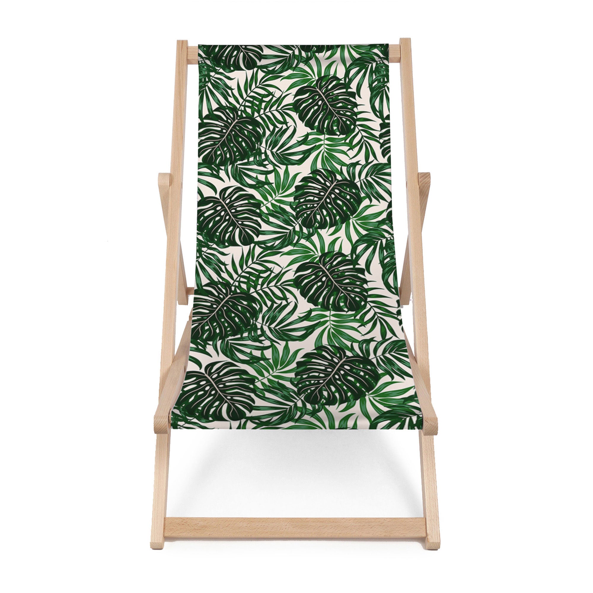 Leżak drewniany Tropical Leaves Pattern-M