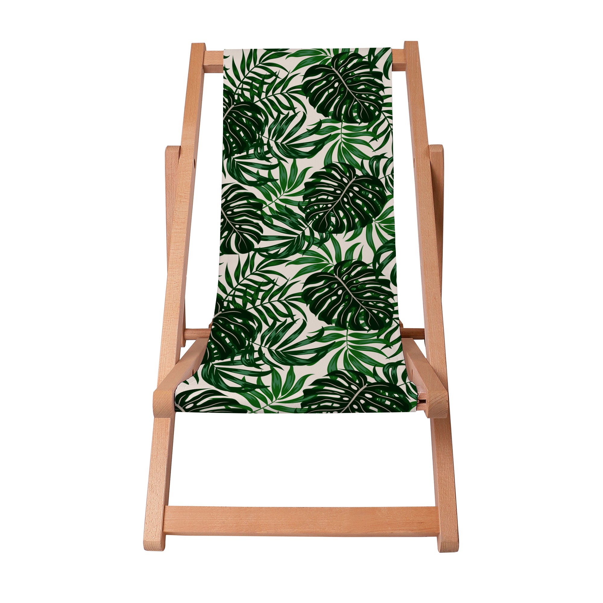 Leżak drewniany Tropical Leaves Pattern-S